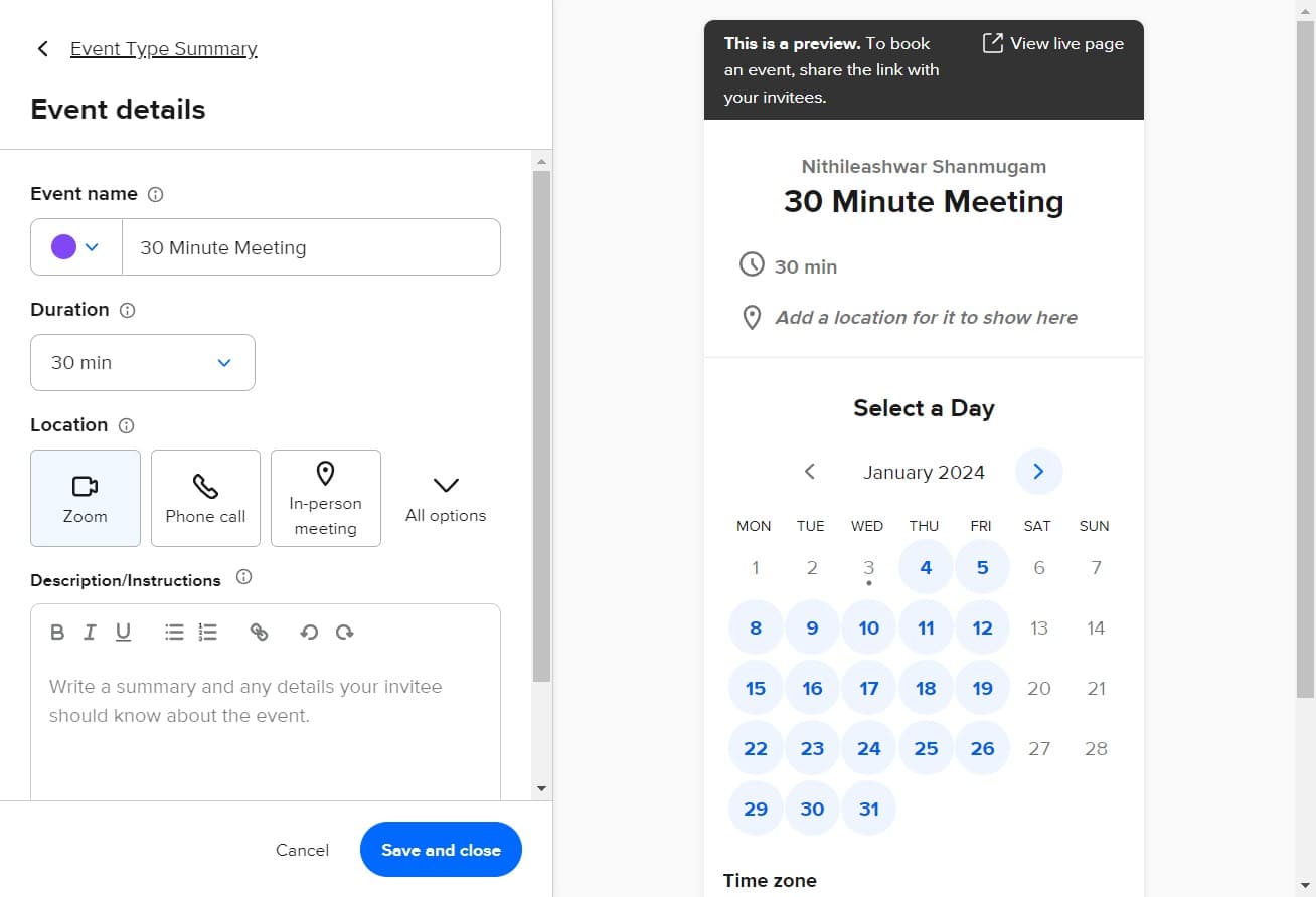 Save Zoom configuration