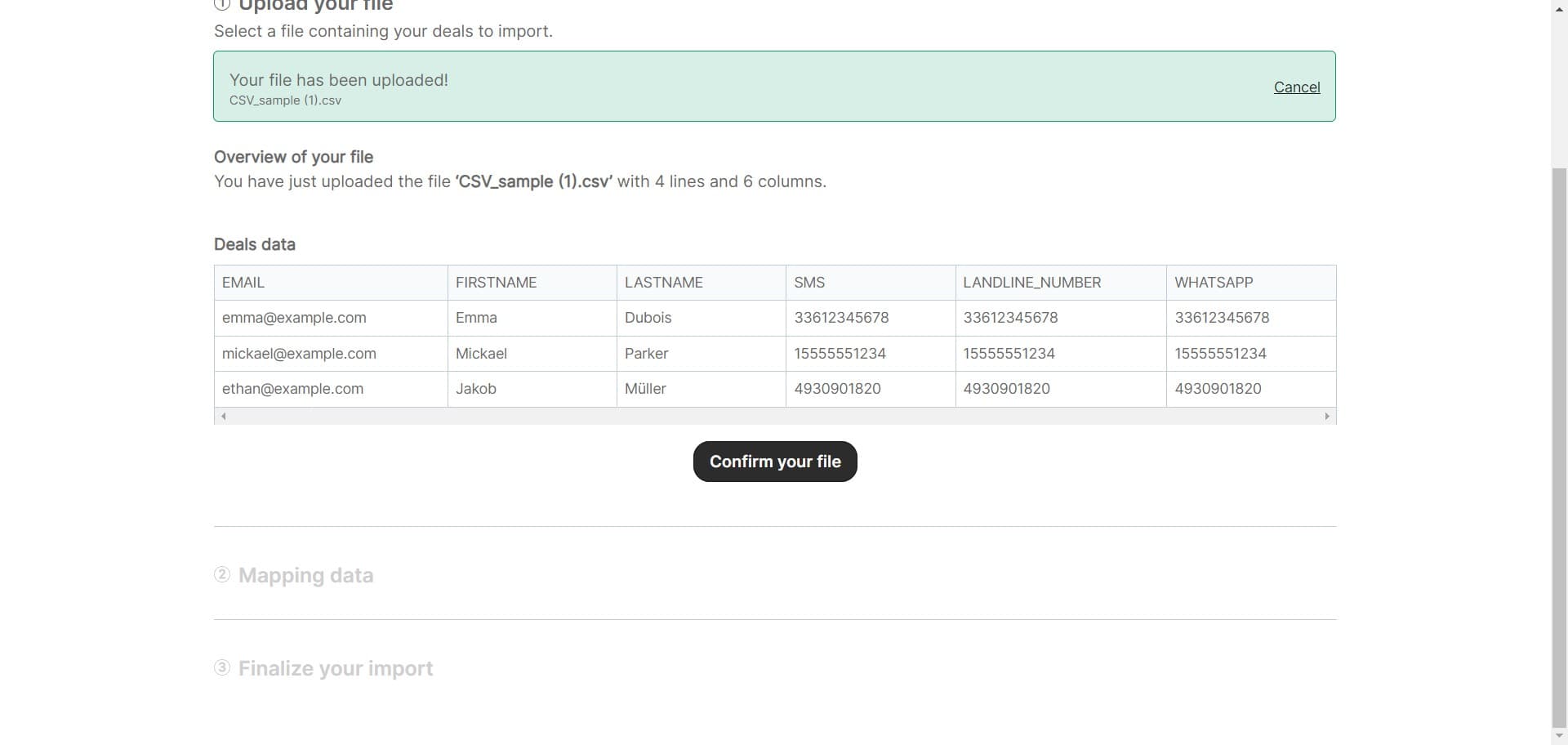 Confirm your file upload