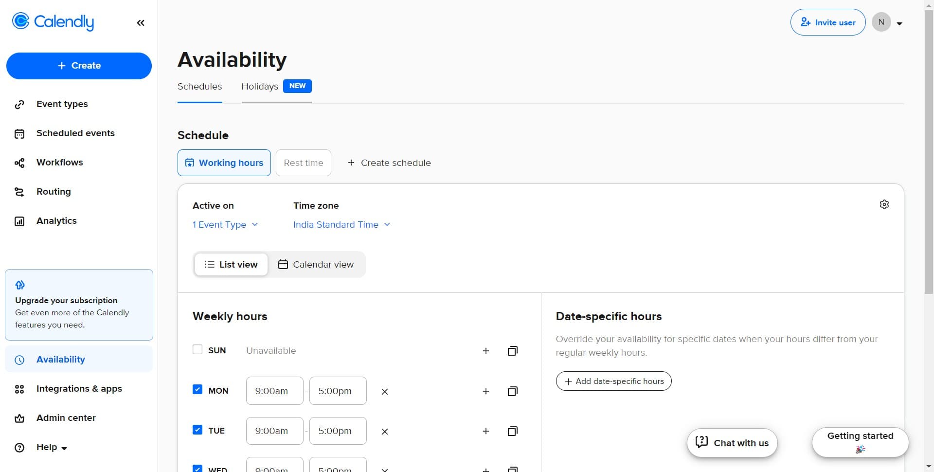 Access the Holidays feature