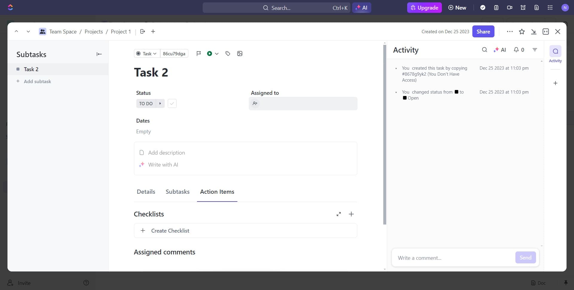 Access the task editing interface