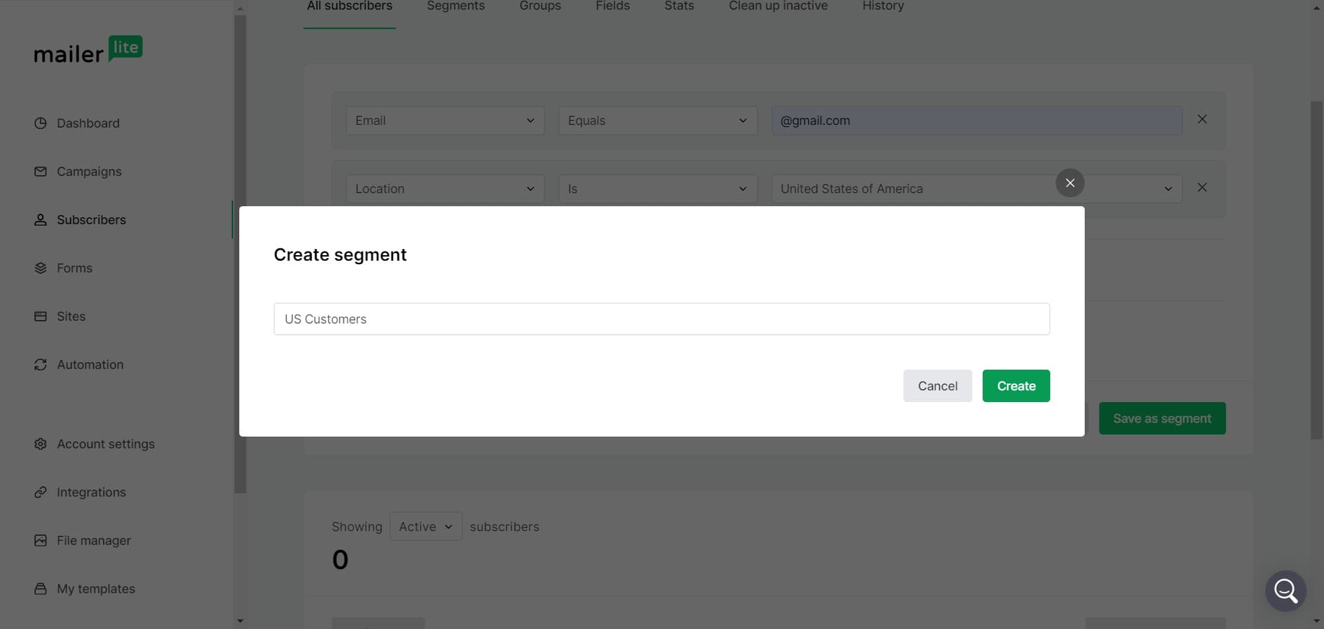 Finalize segment creation