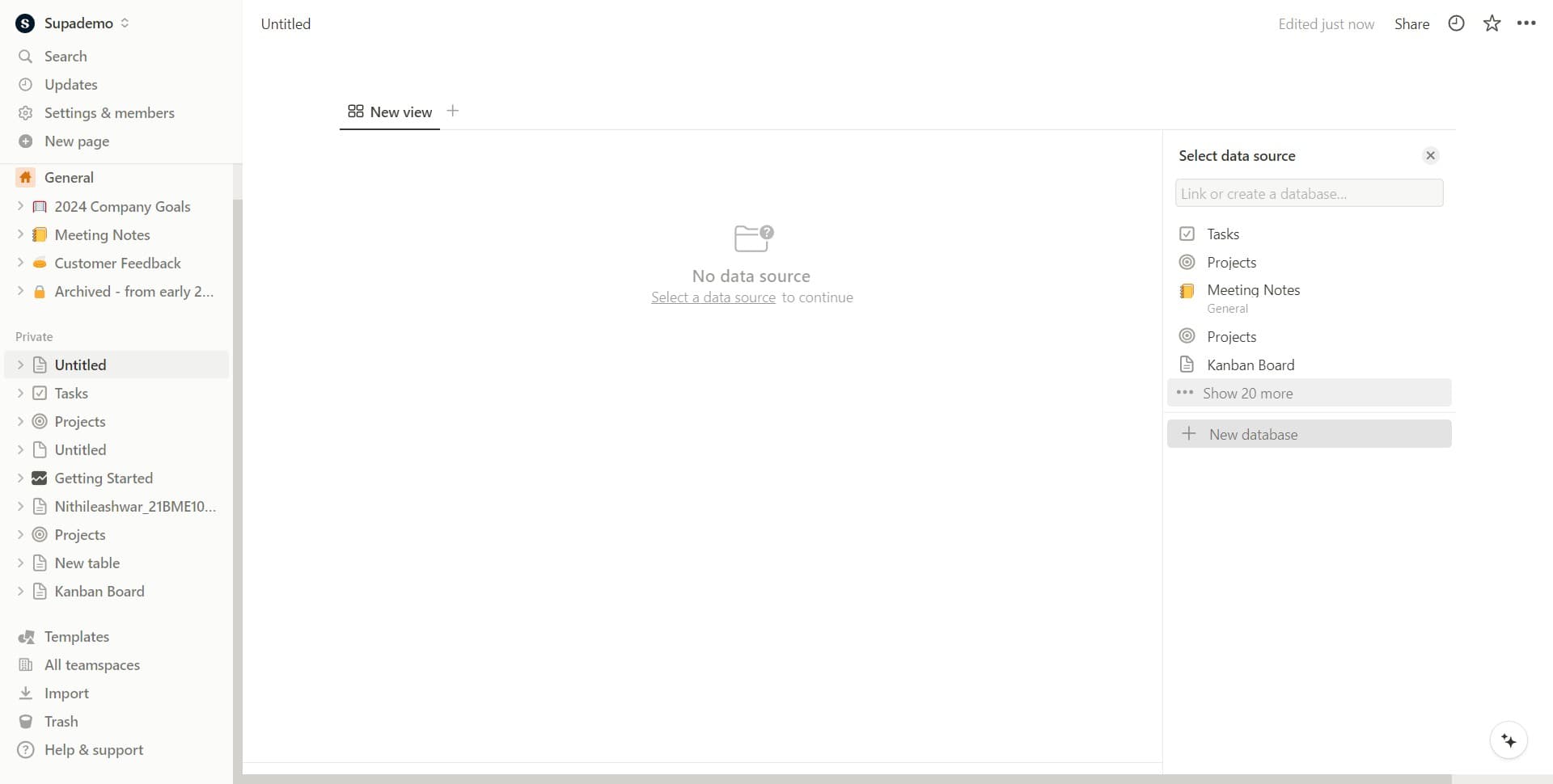 Create a new database