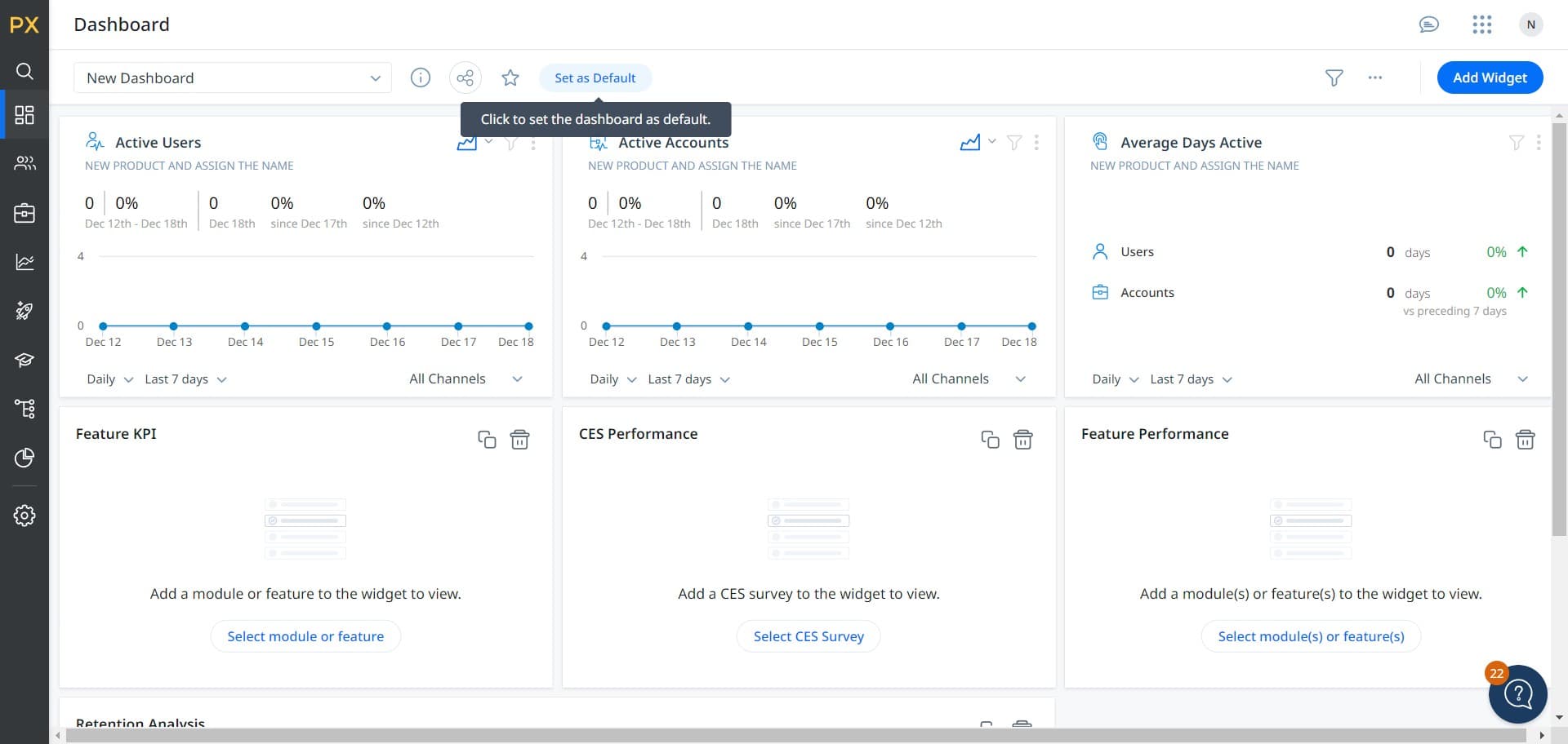 Set as default dashboard