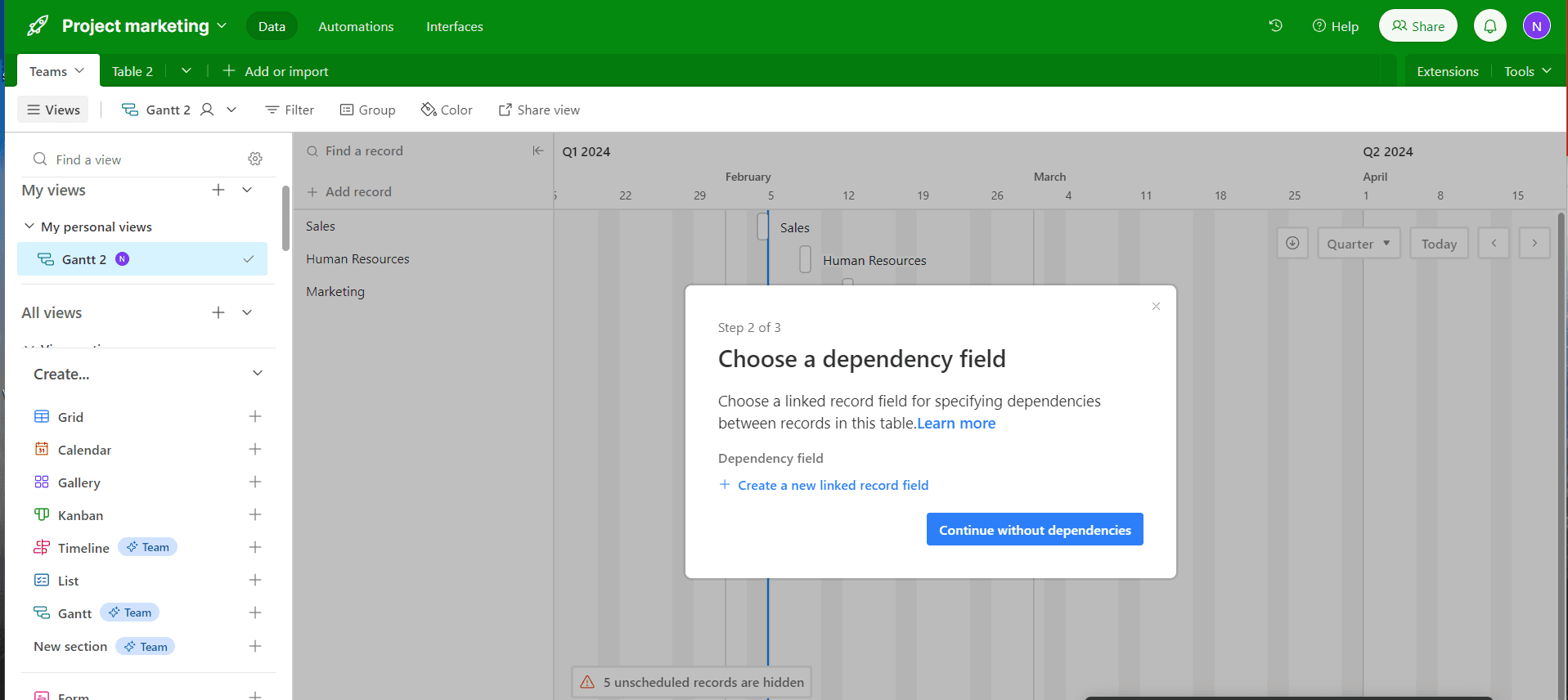 Configure end date field