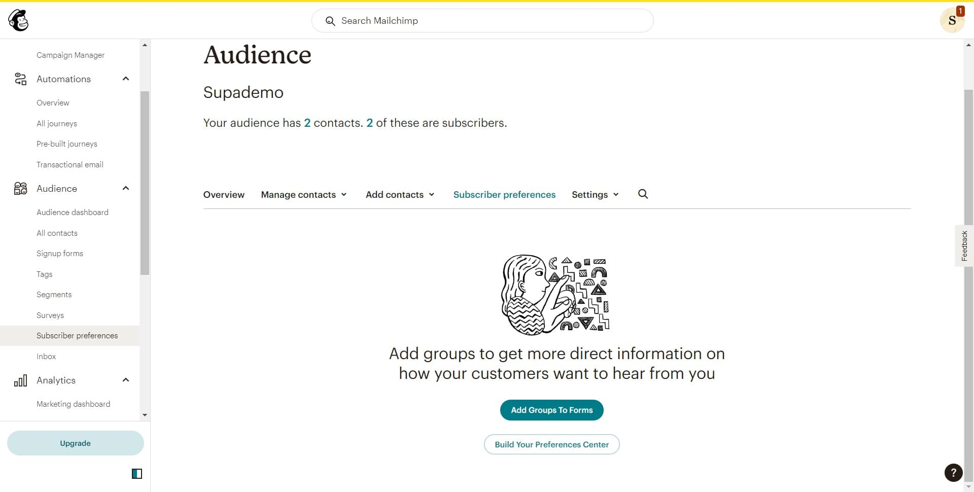 Build your preferences center