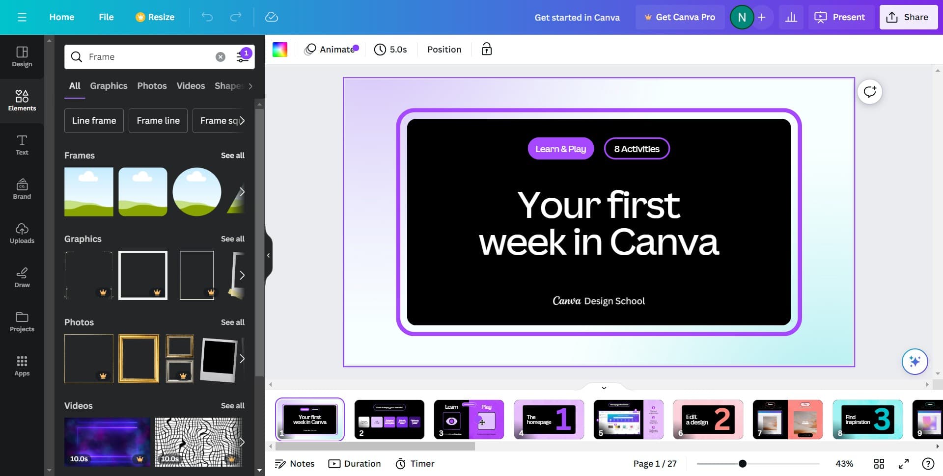 View all available frames