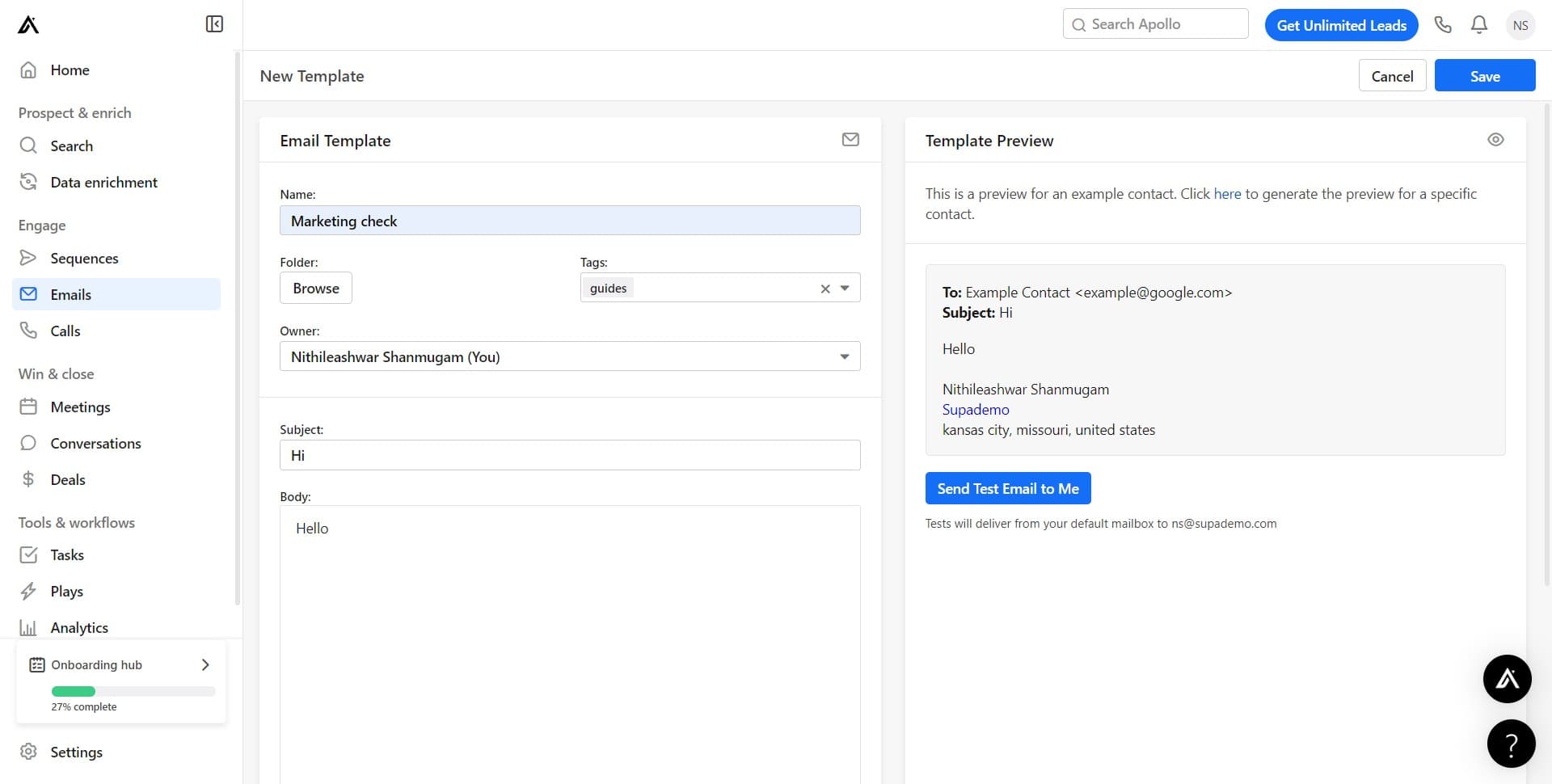 Add template content