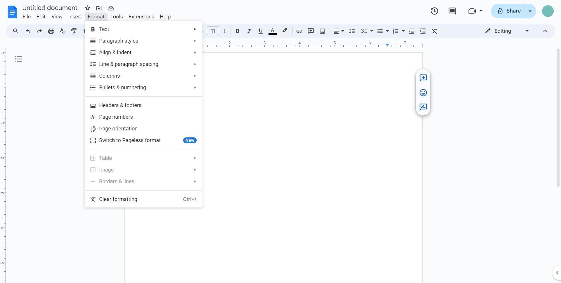 Navigate to Text options