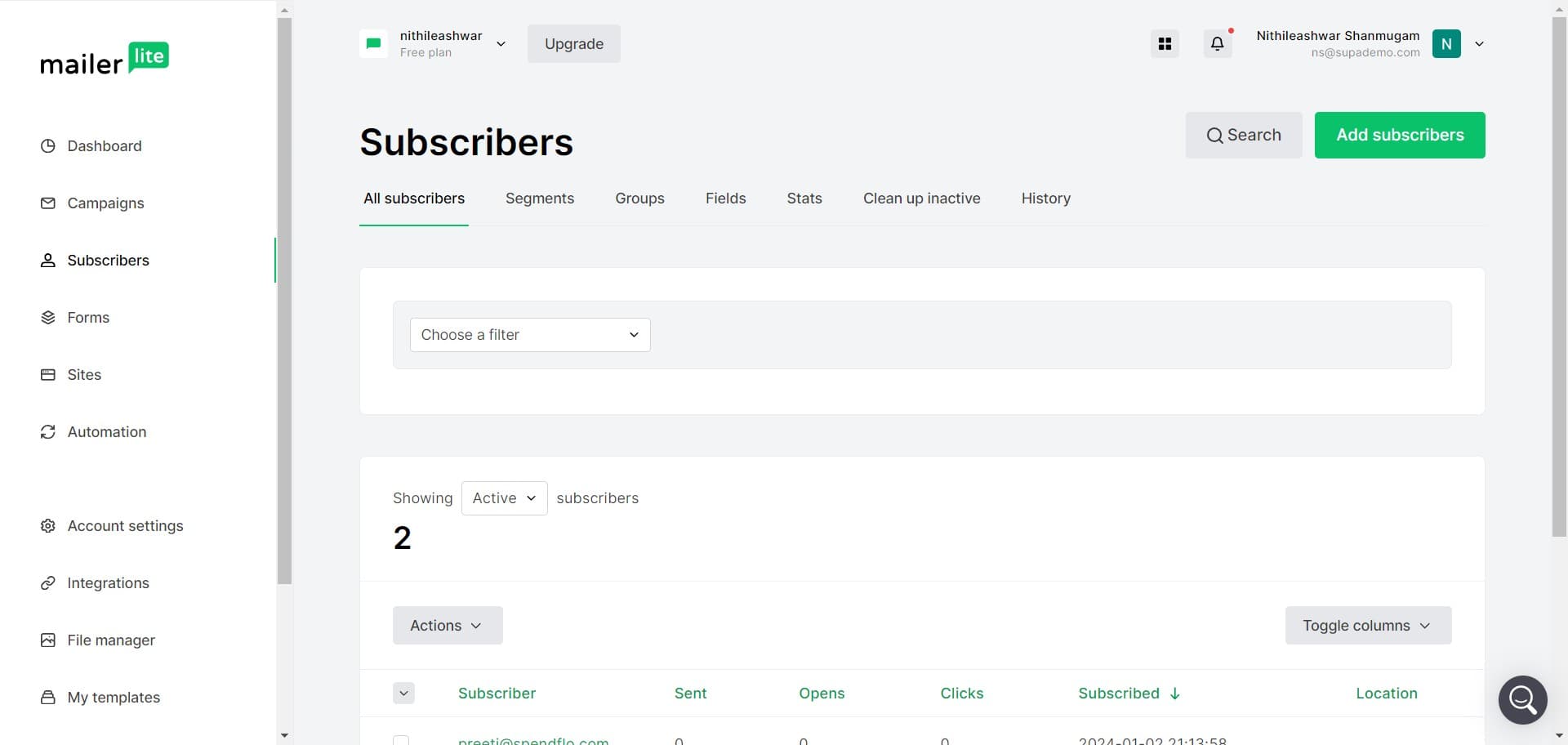 Open the filter options