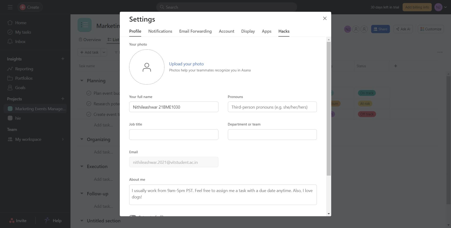 Select Hacks from the menu