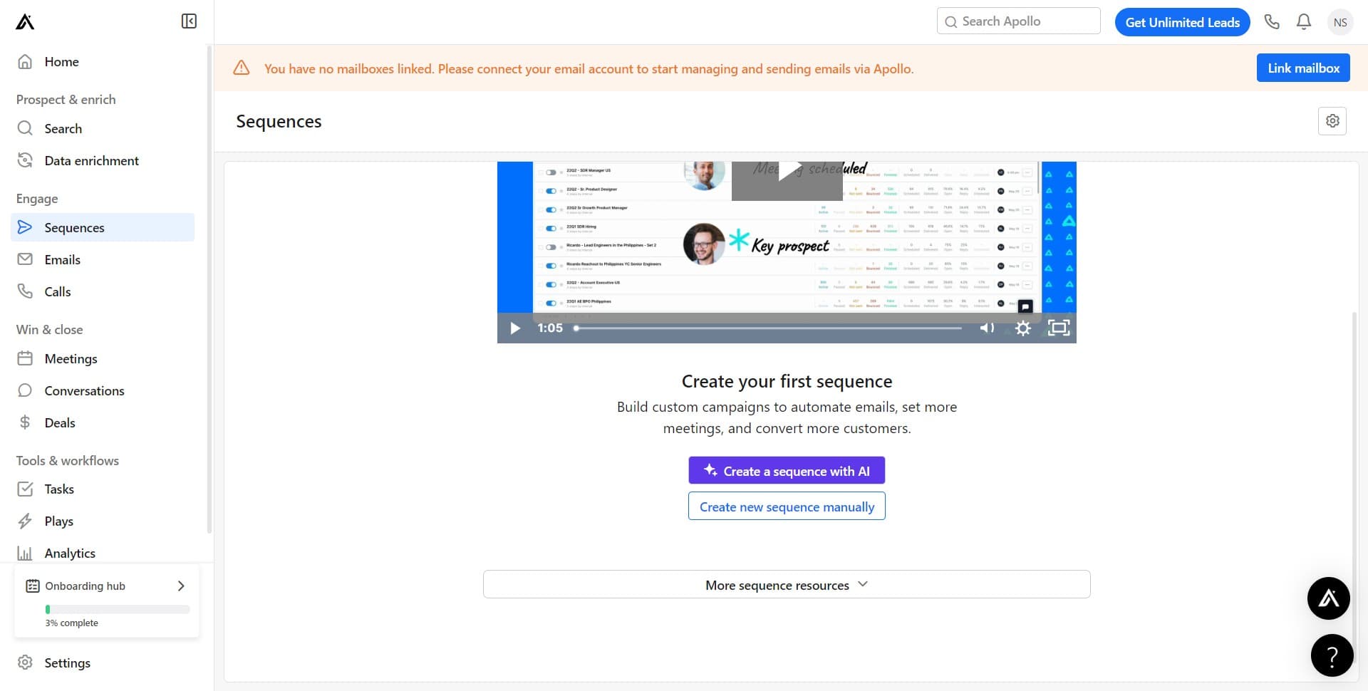 Select manual sequence creation