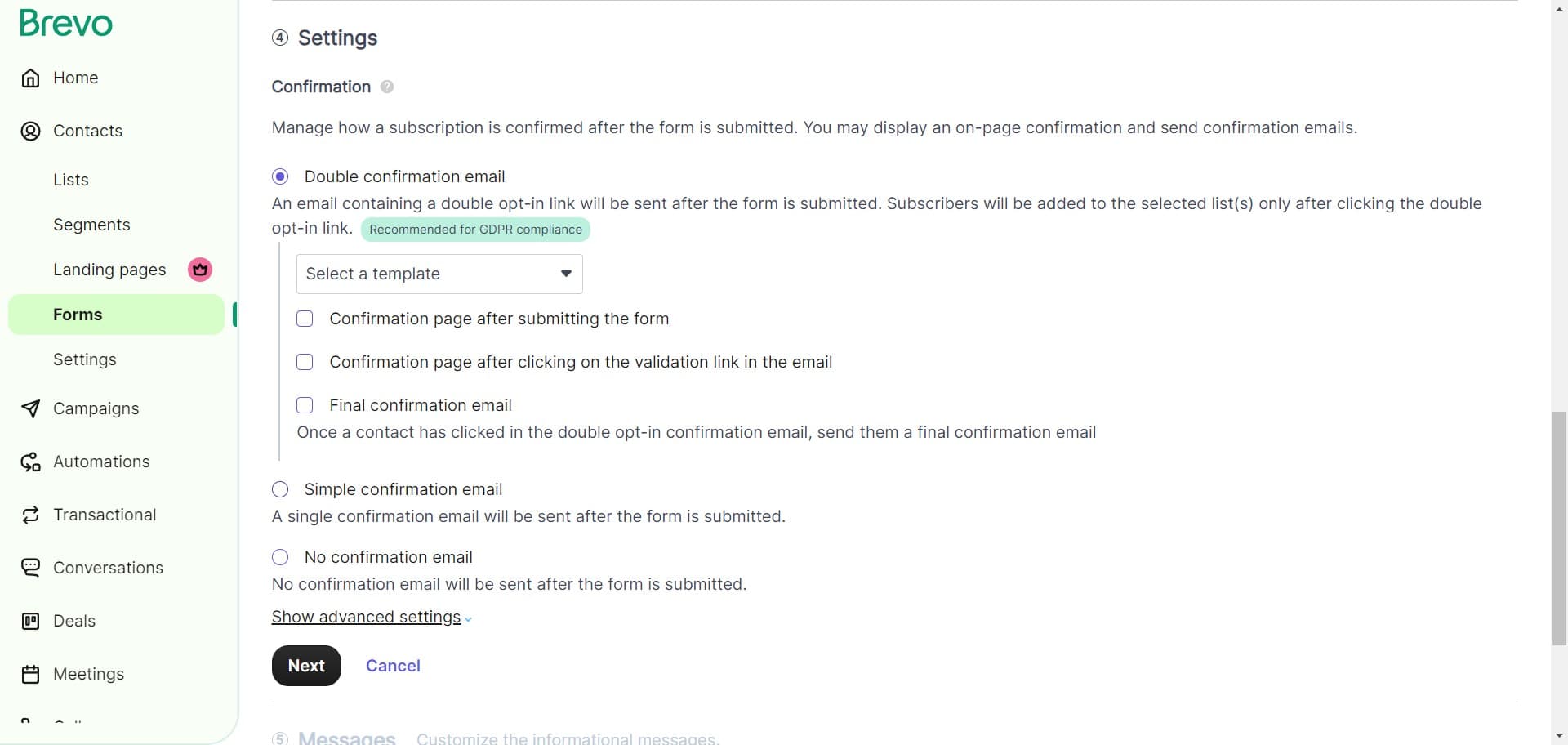 Set form submission behavior