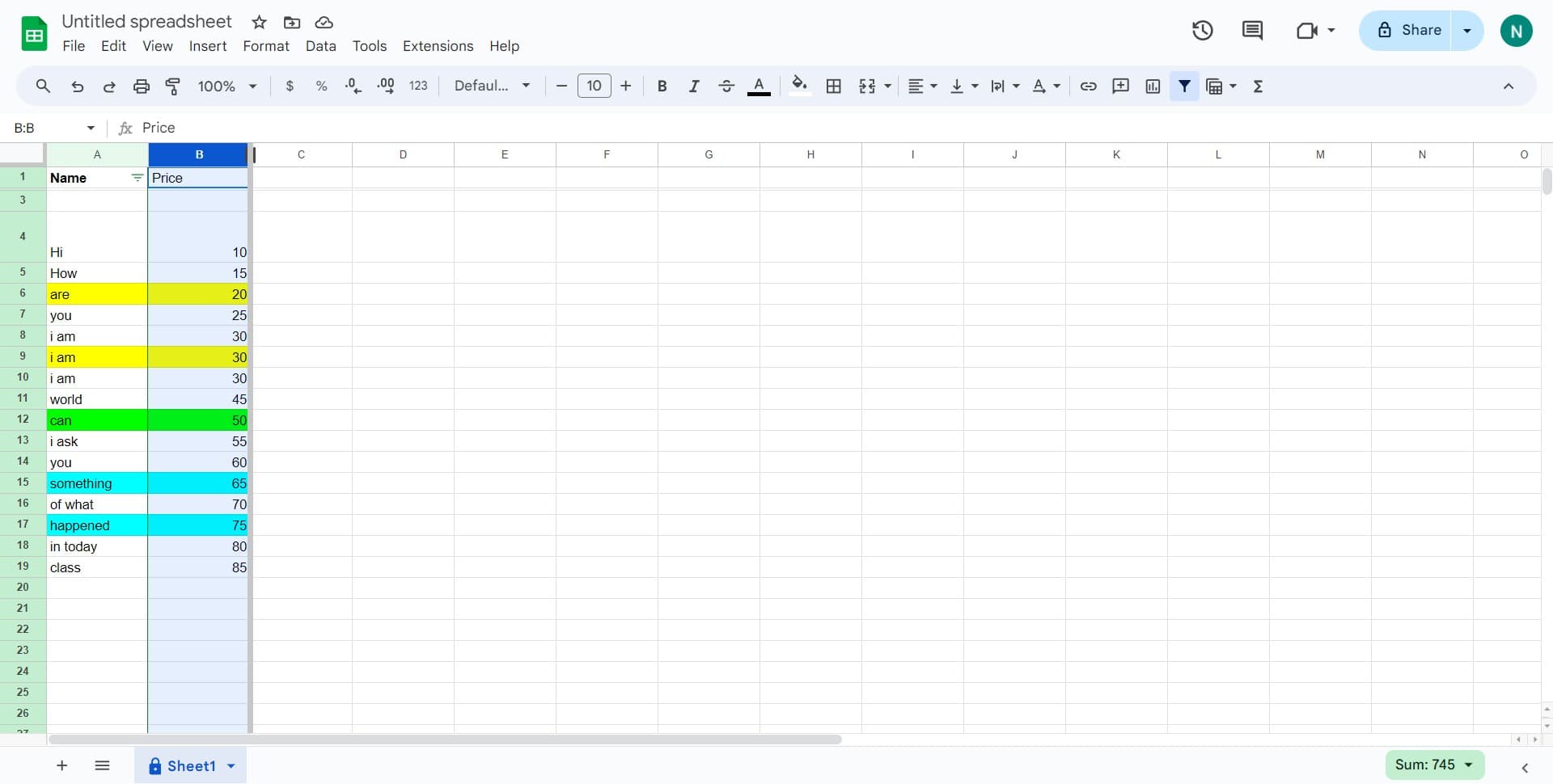 Access the column menu