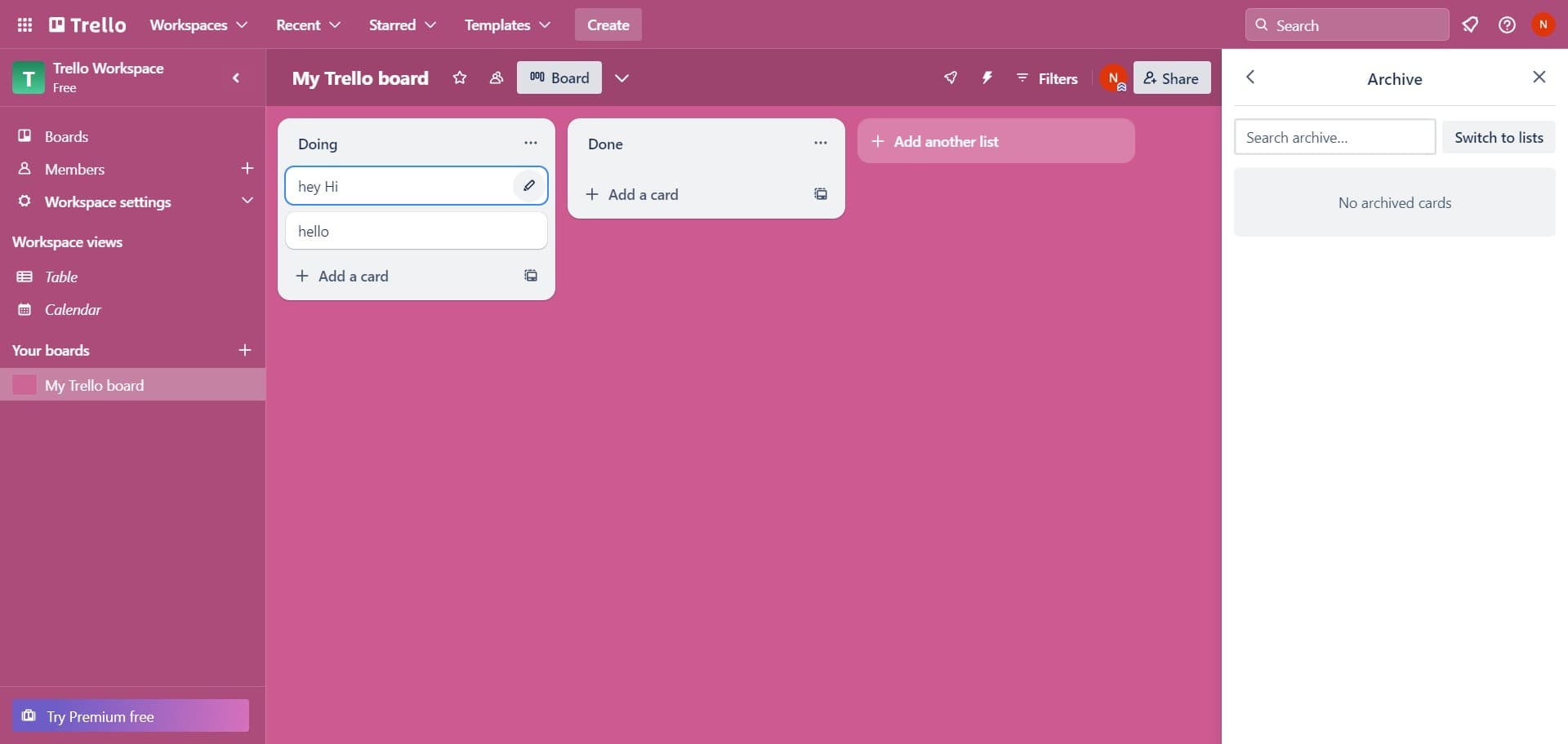 Select the card to delete
