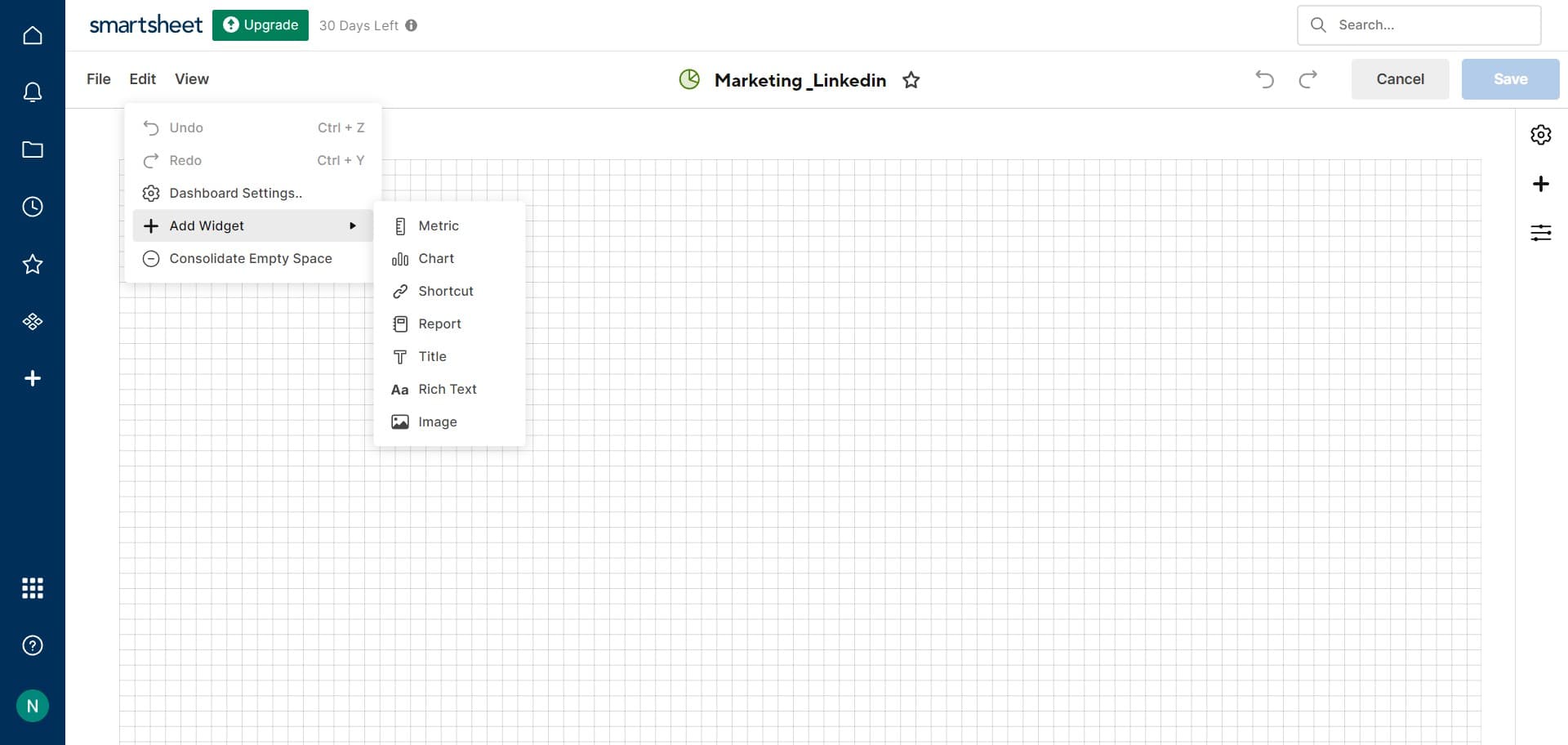 Add a new widget to dashboard
