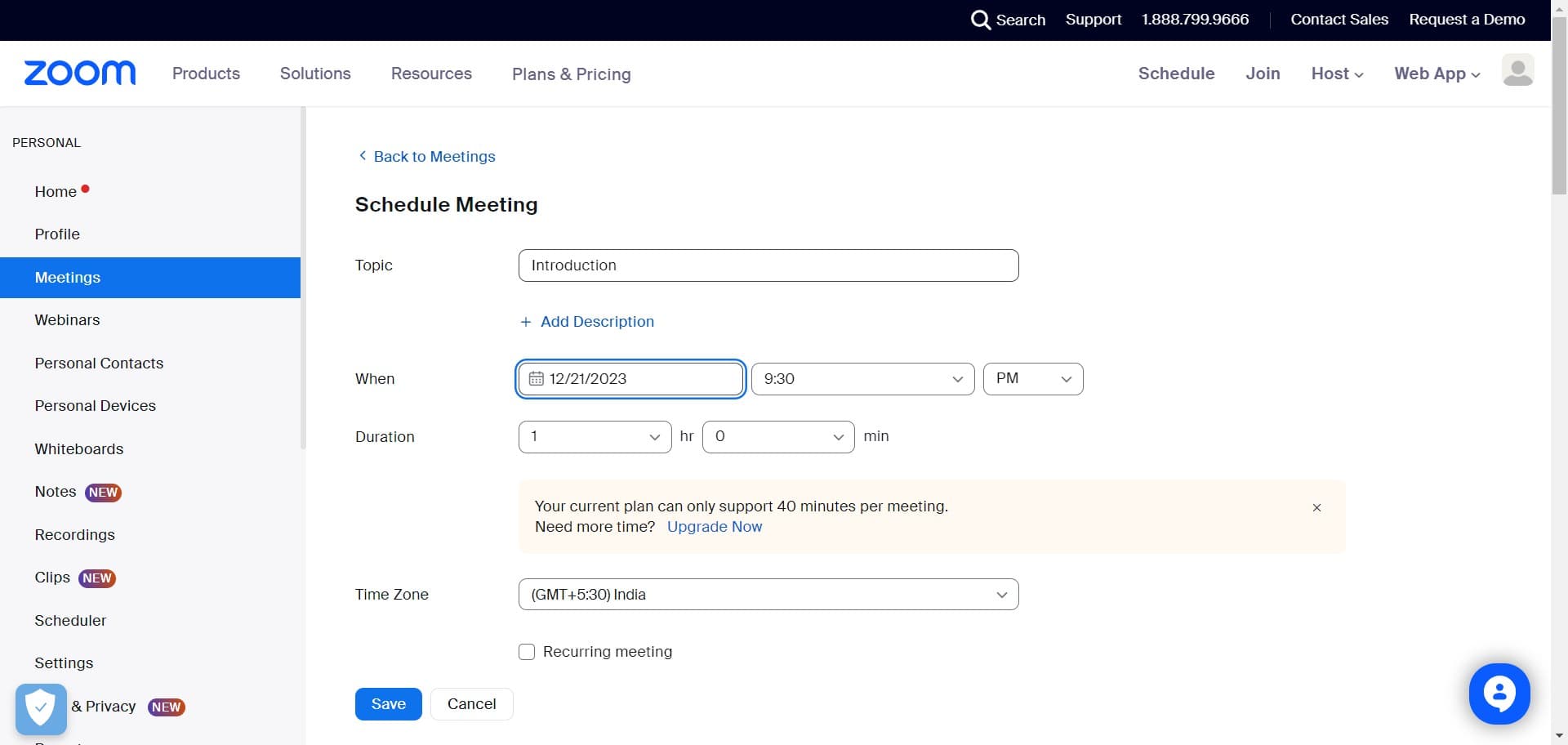 Configure initial meeting settings