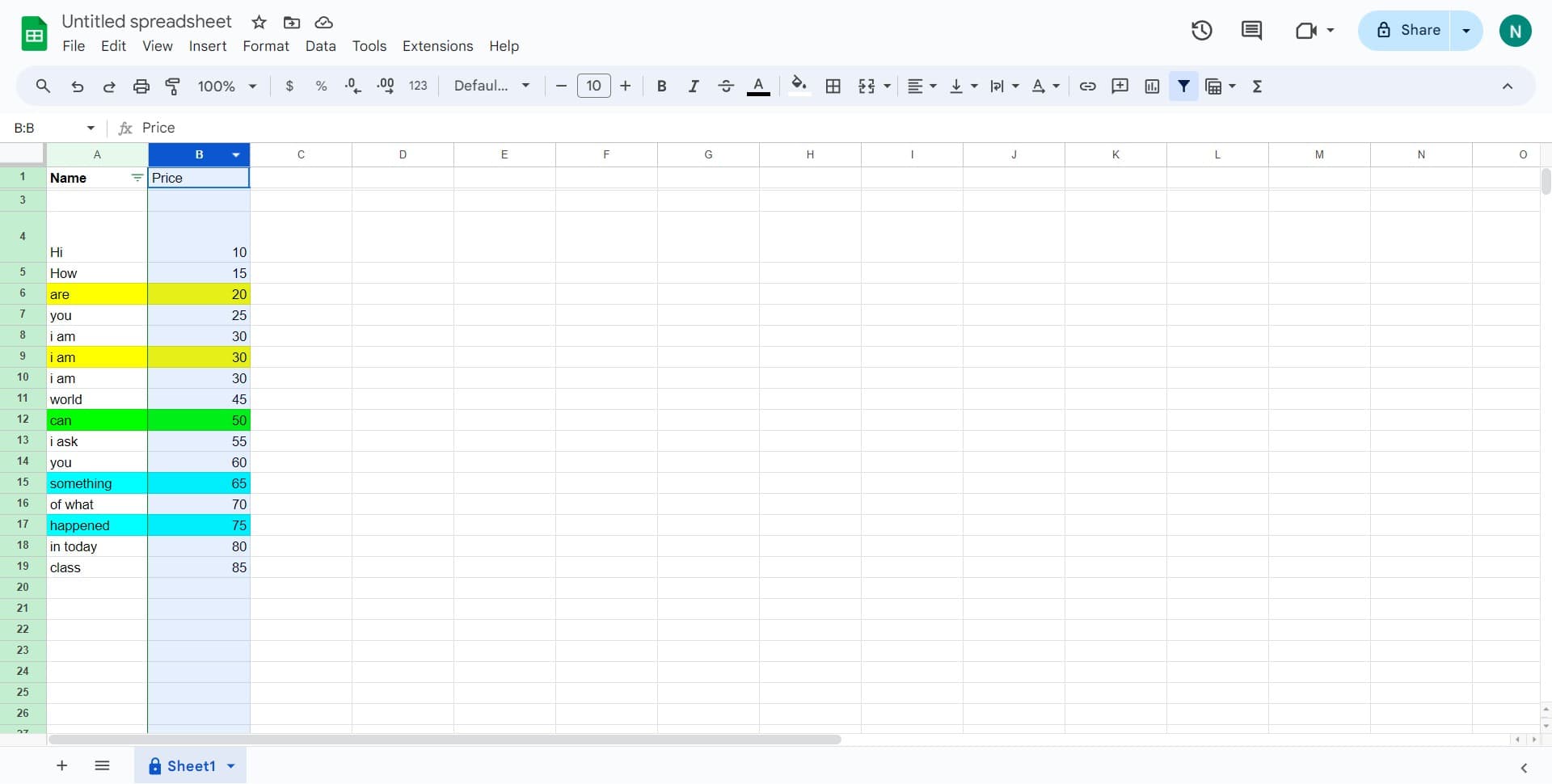 Select the target column