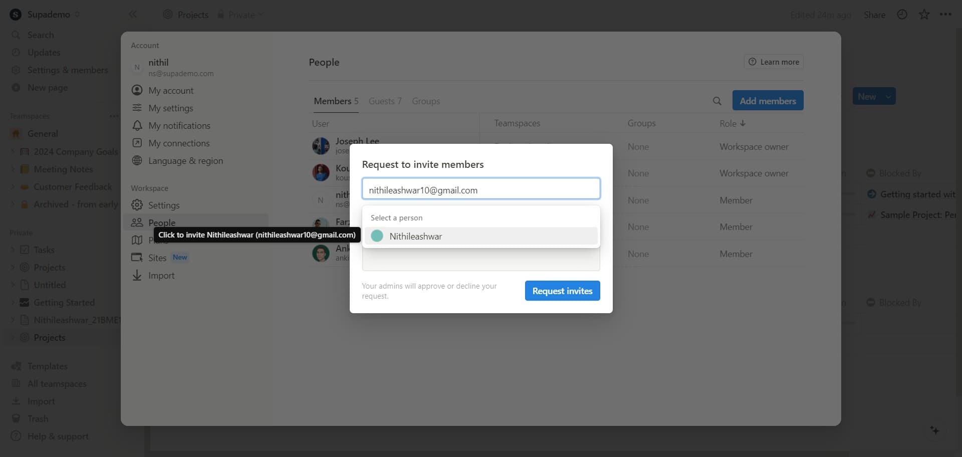 Select the member from the list