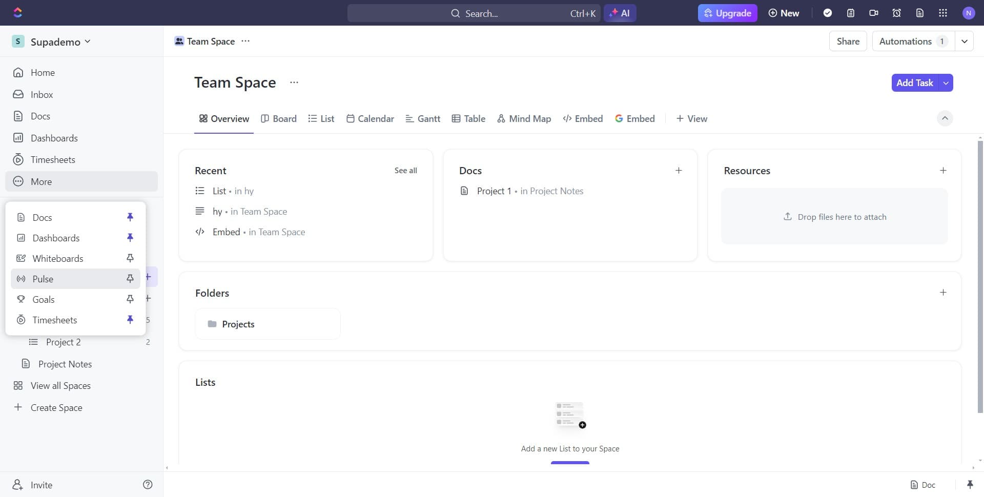 Select Pulse from the menu