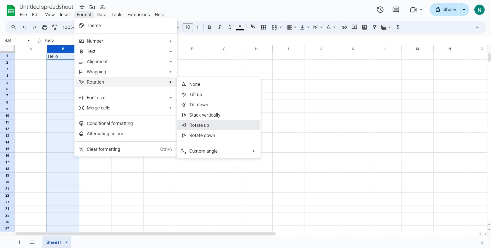 Select rotate up option