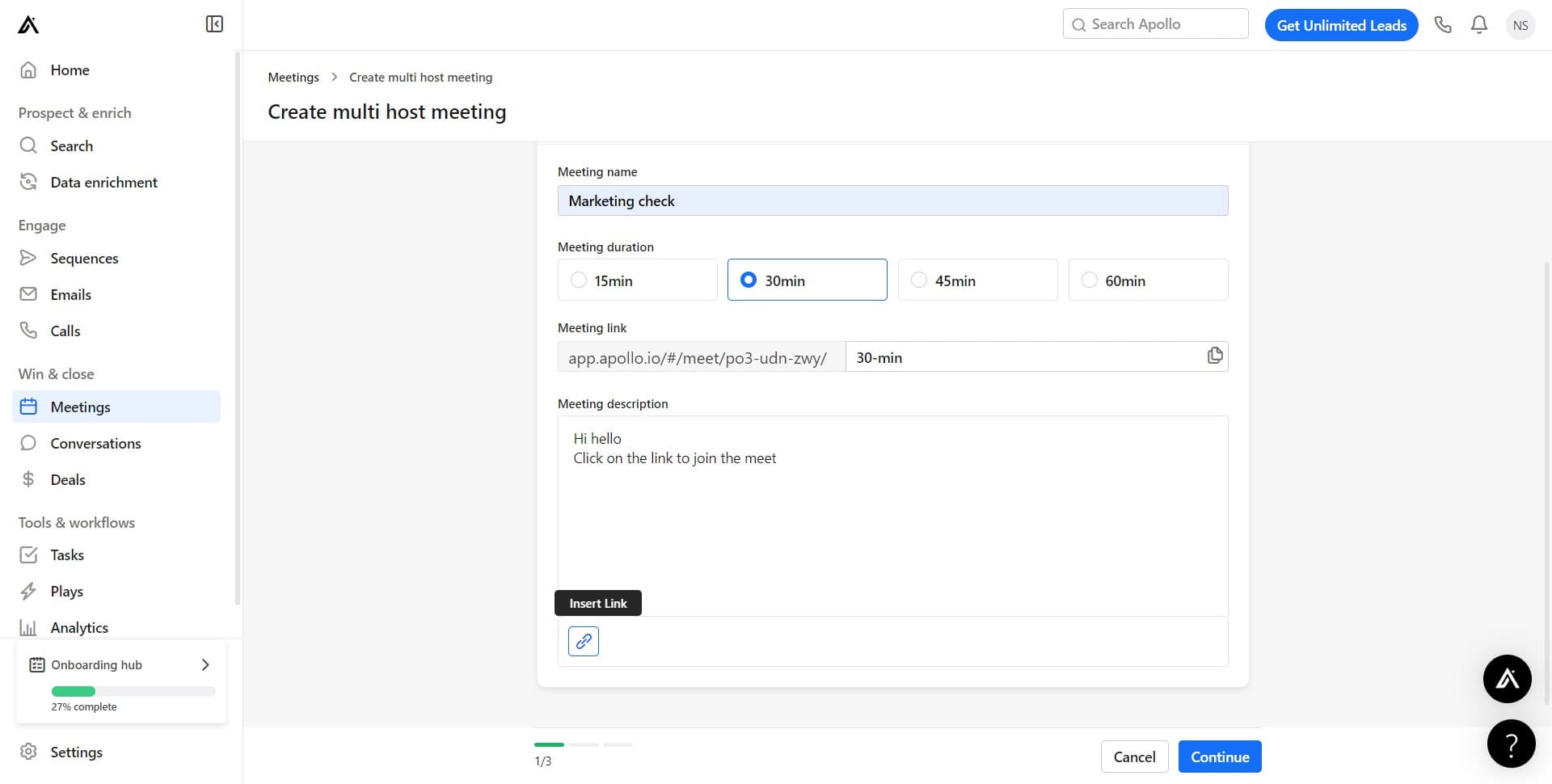 Advance to the next setup stage