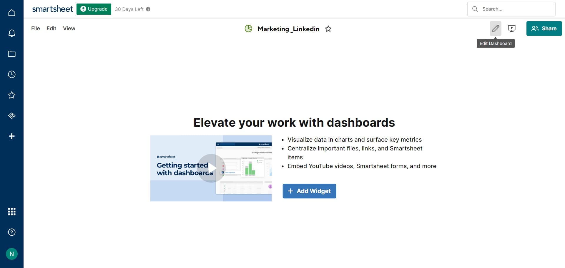 Open the dashboard for editing