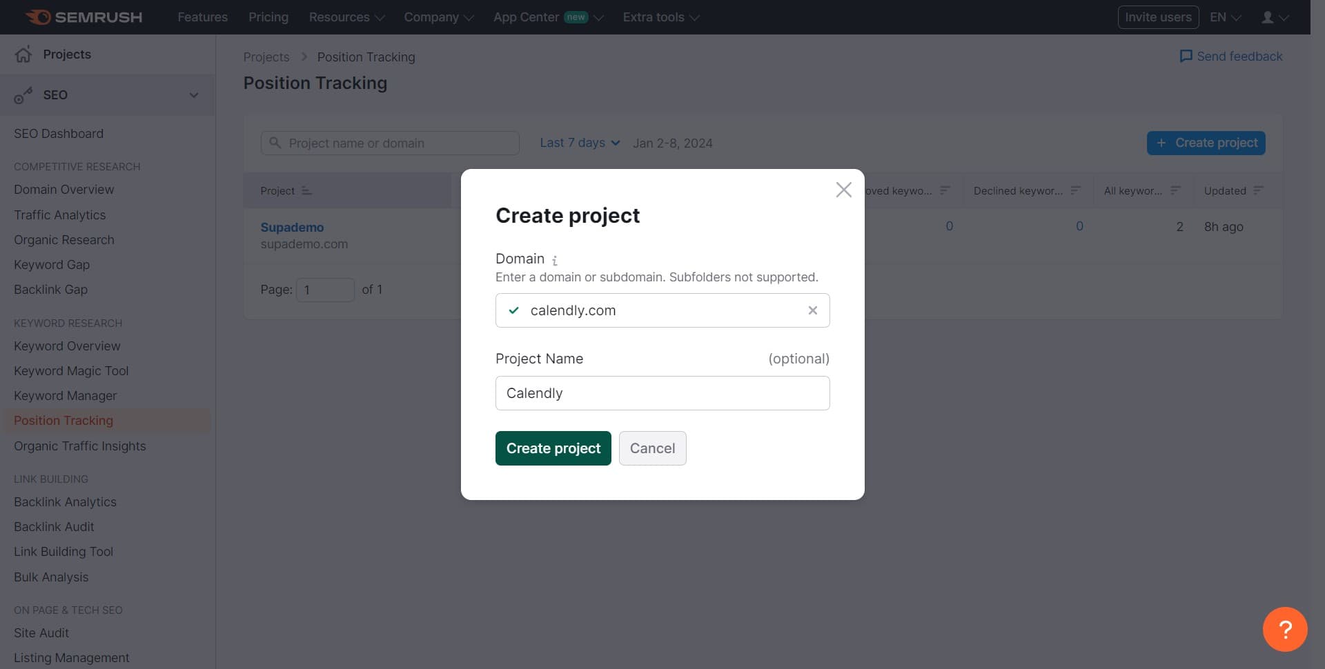 Finalize Project Creation