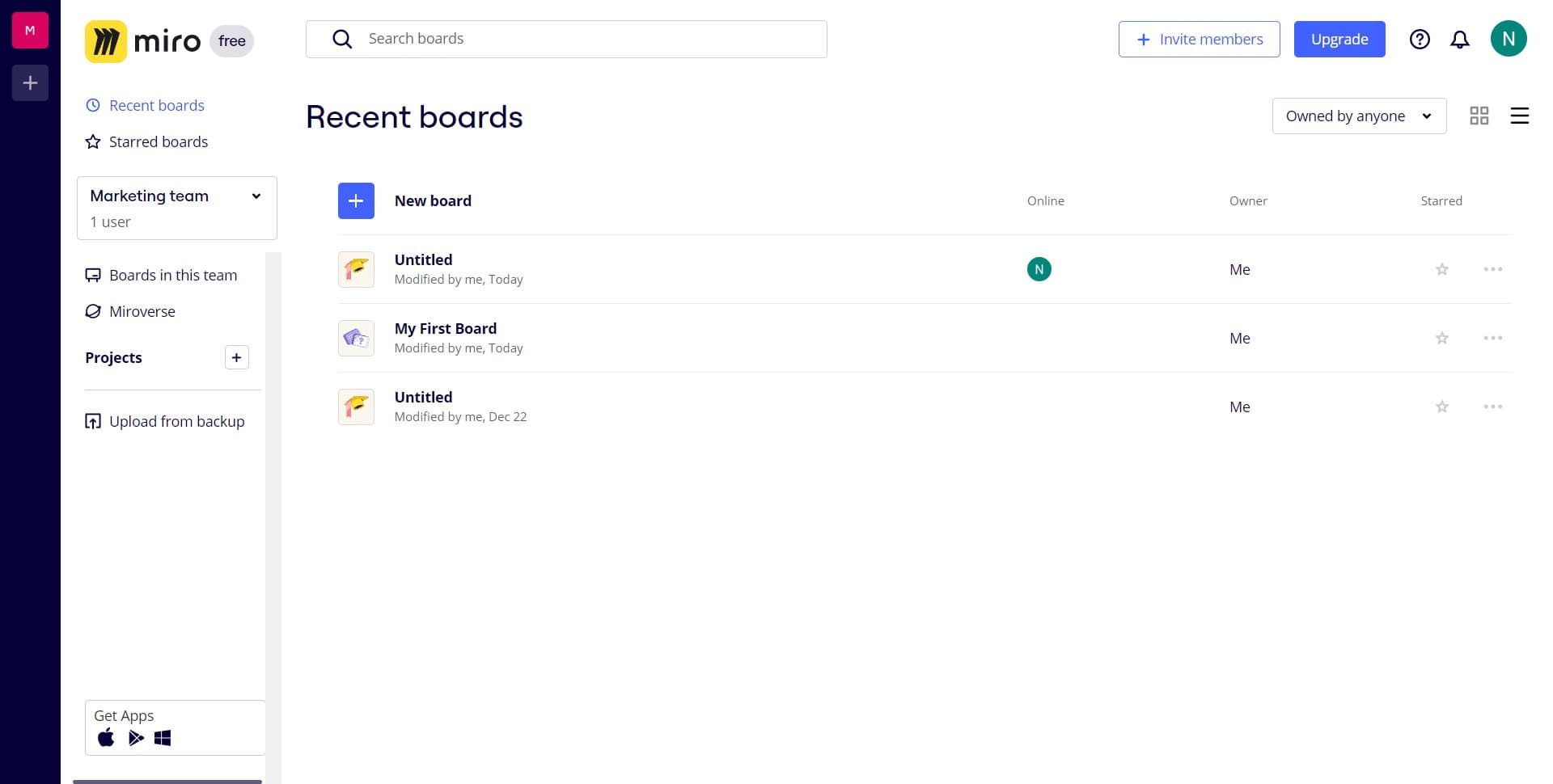 Navigate to board creation