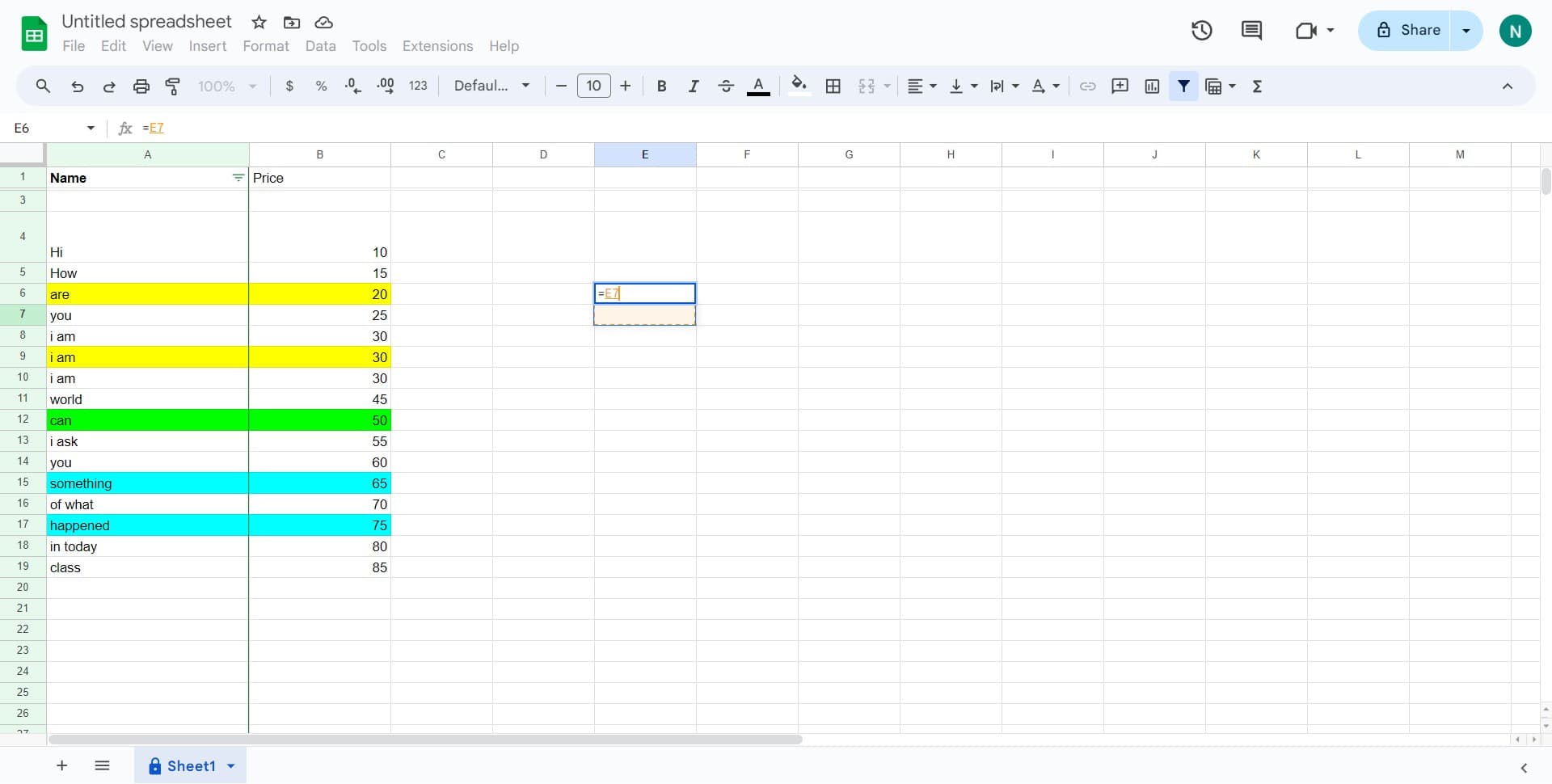 Access the formula input area