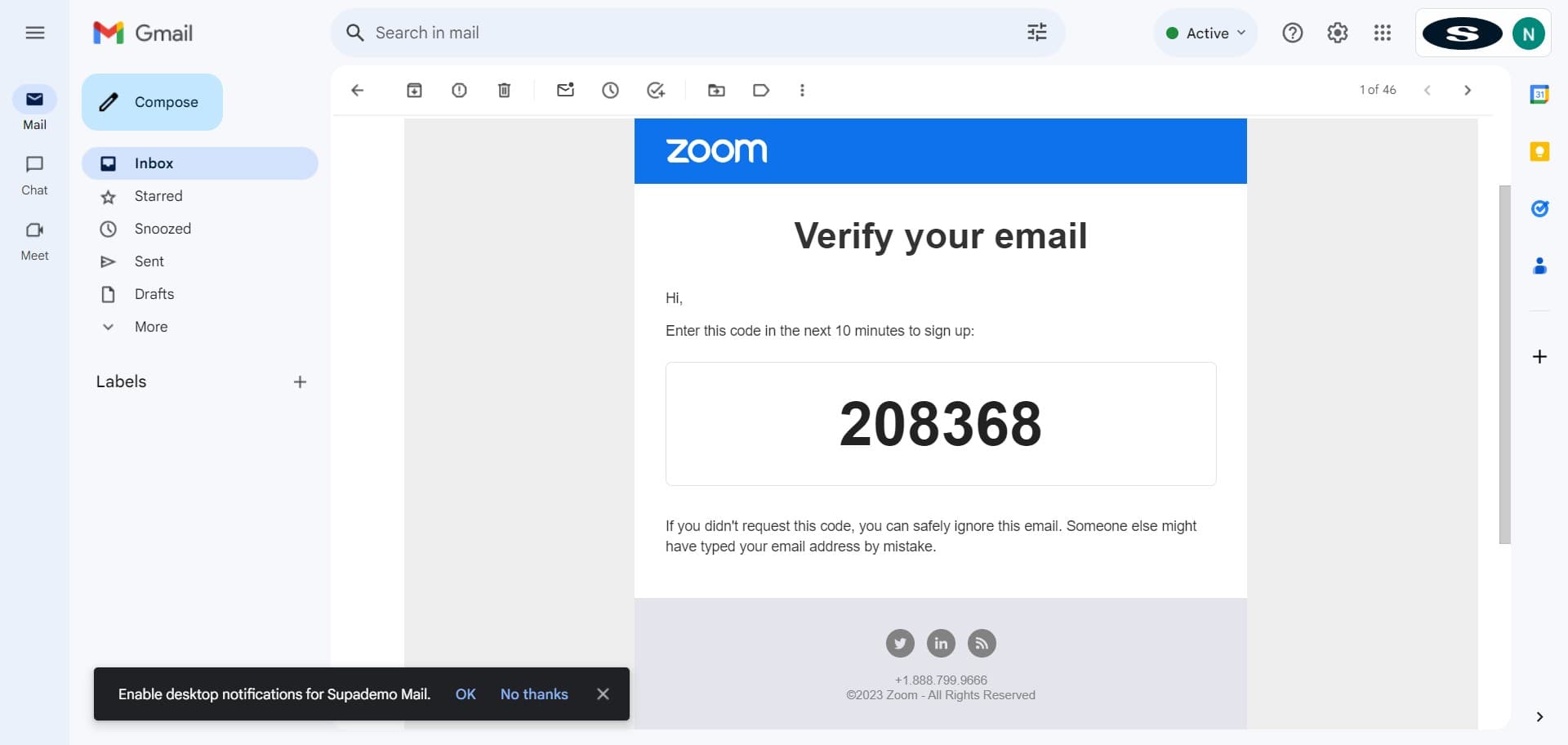 Click on verification code