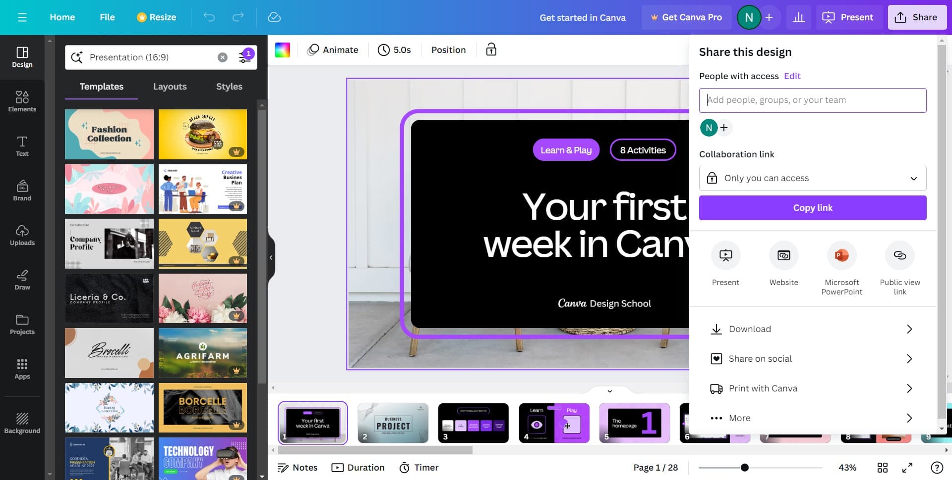 Select your preferred access level