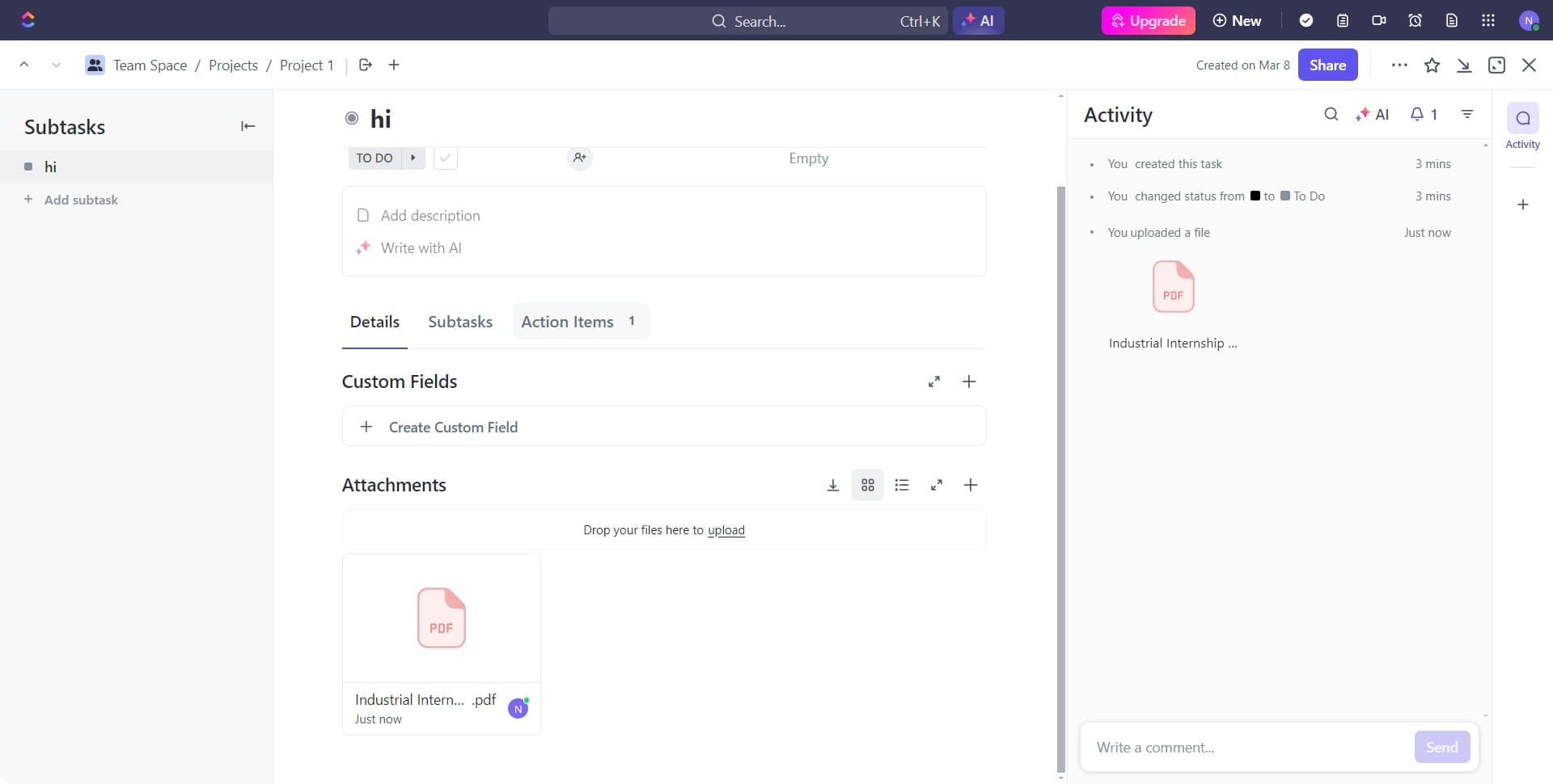 Click on Action Items