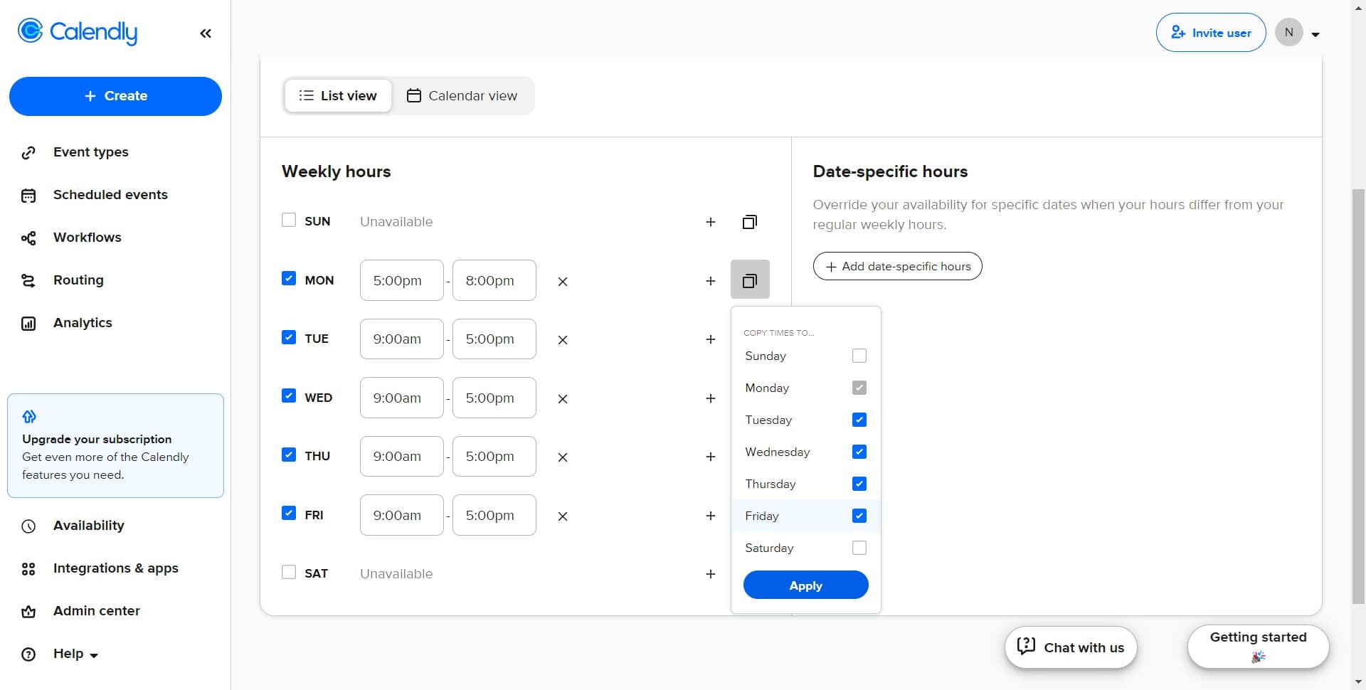 Apply schedule settings