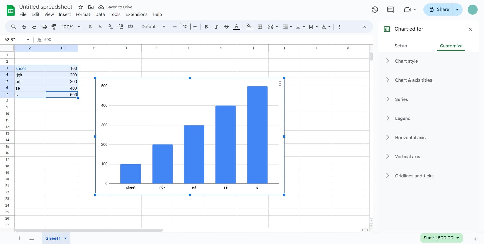 Click on Vertical axis