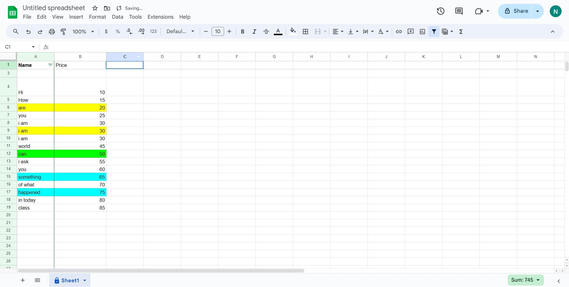 Open the column options