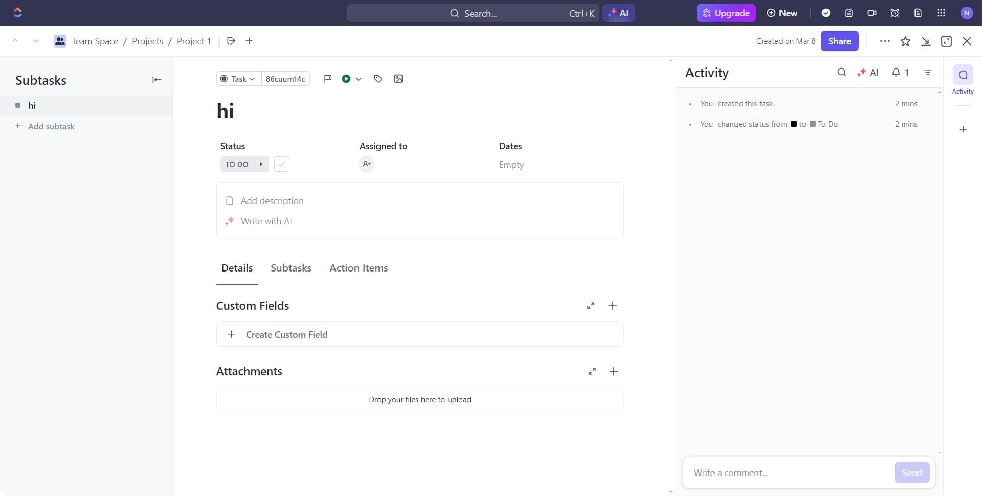 Click on upload option