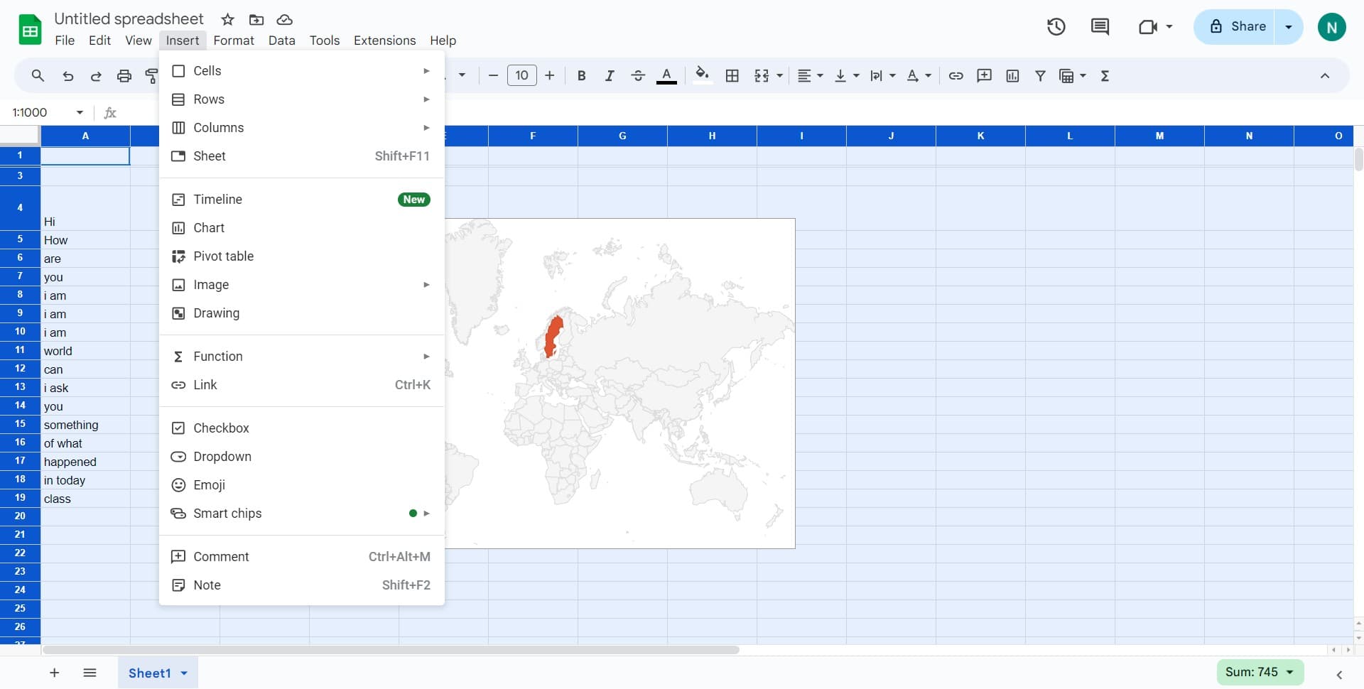 Open the Insert menu
