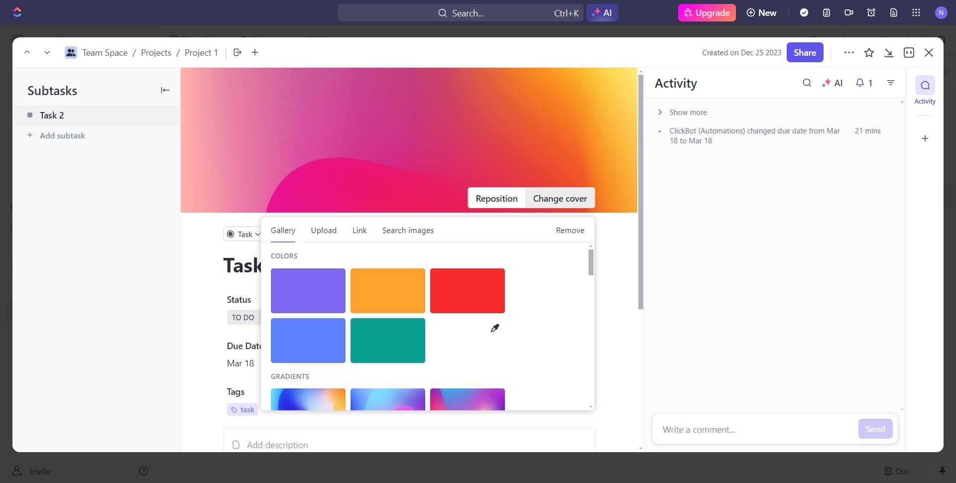 Locate the cover selection interface