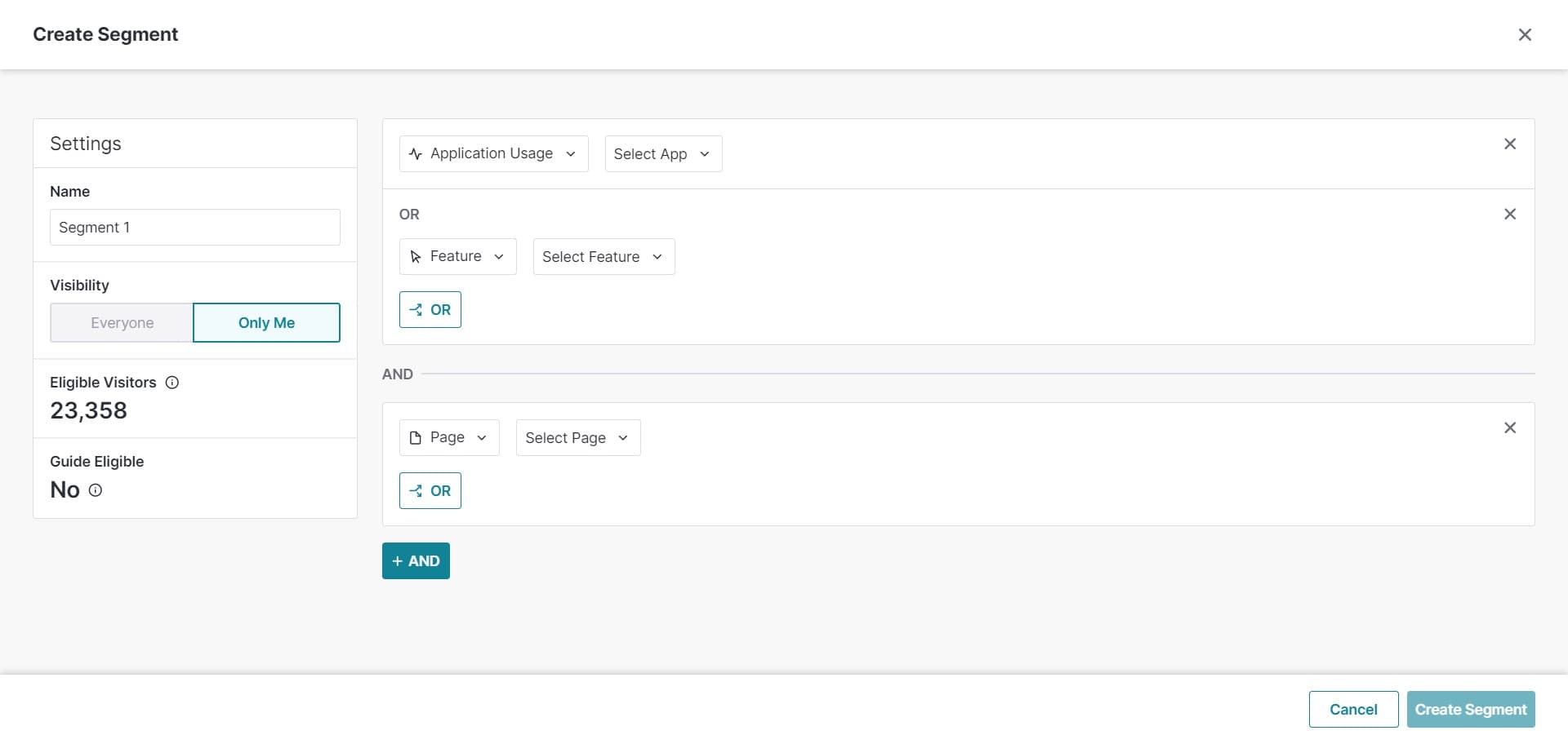 Click Cancel Create Segment
