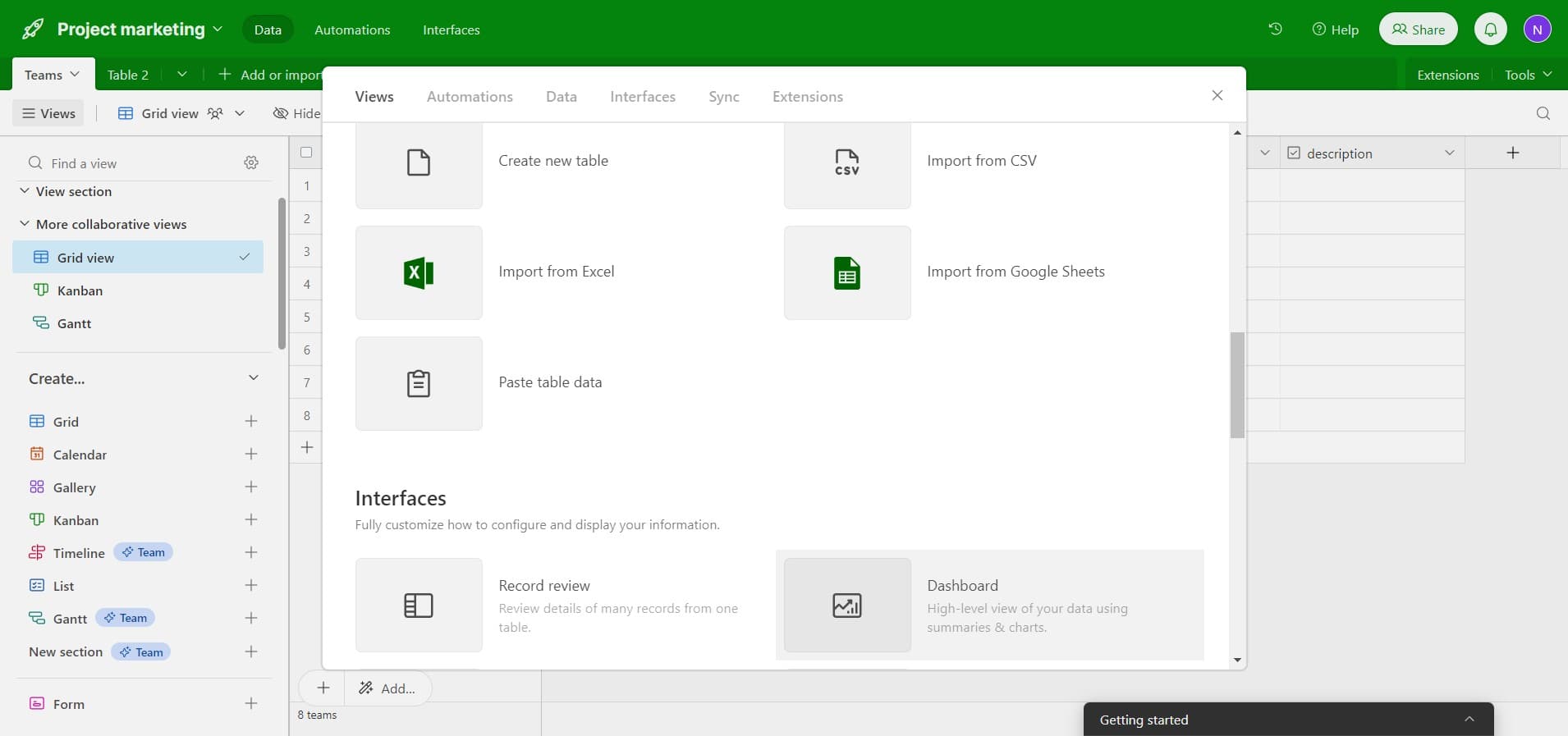 Select High-level view option