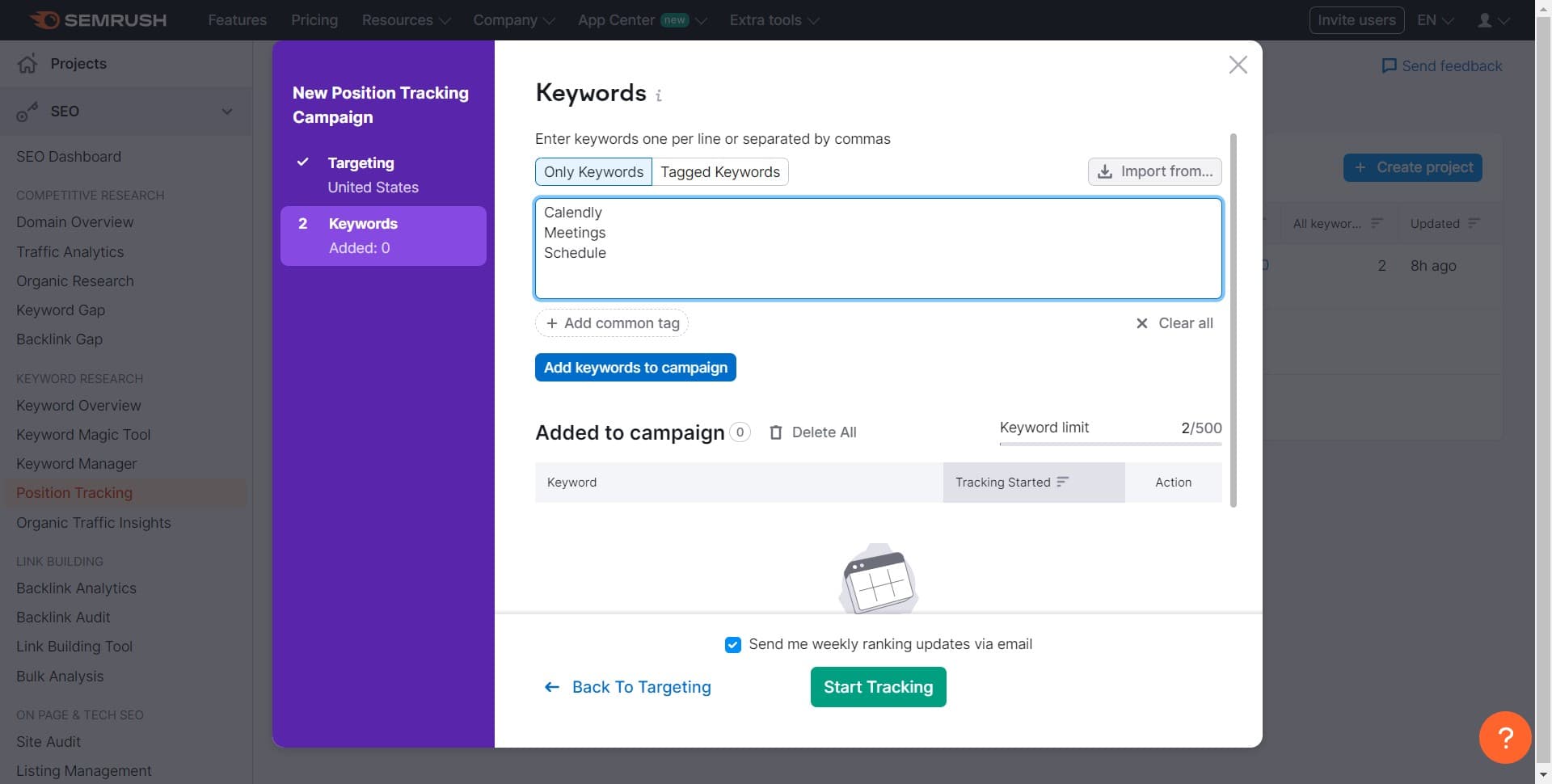 Start Adding Keywords