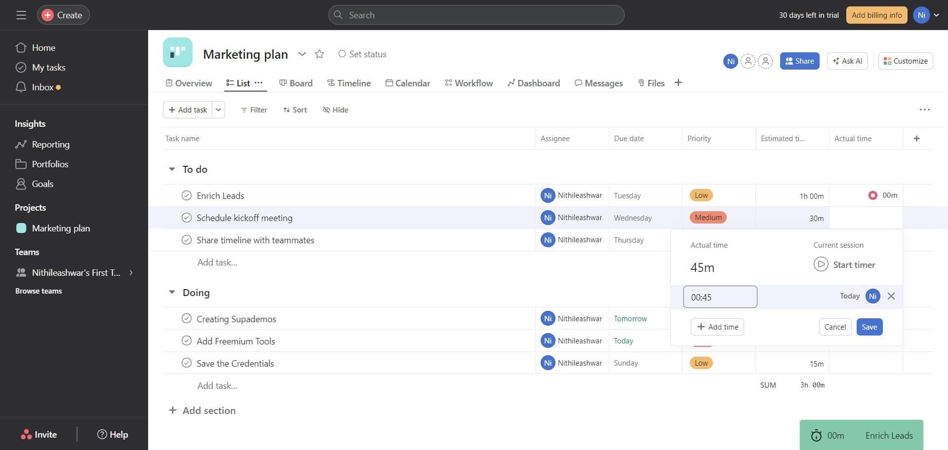 Save your time entry