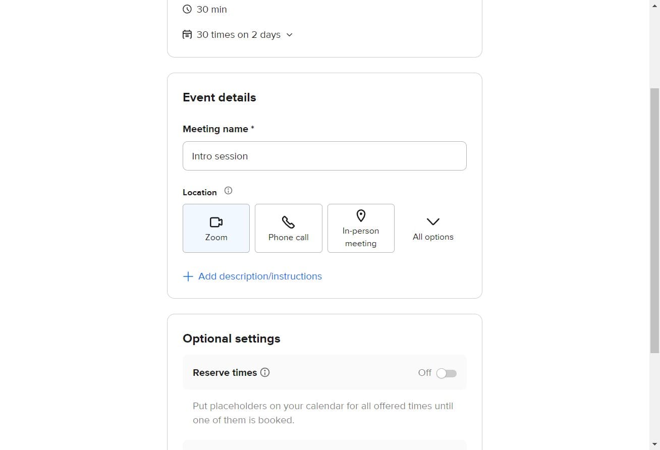 Select Zoom as platform