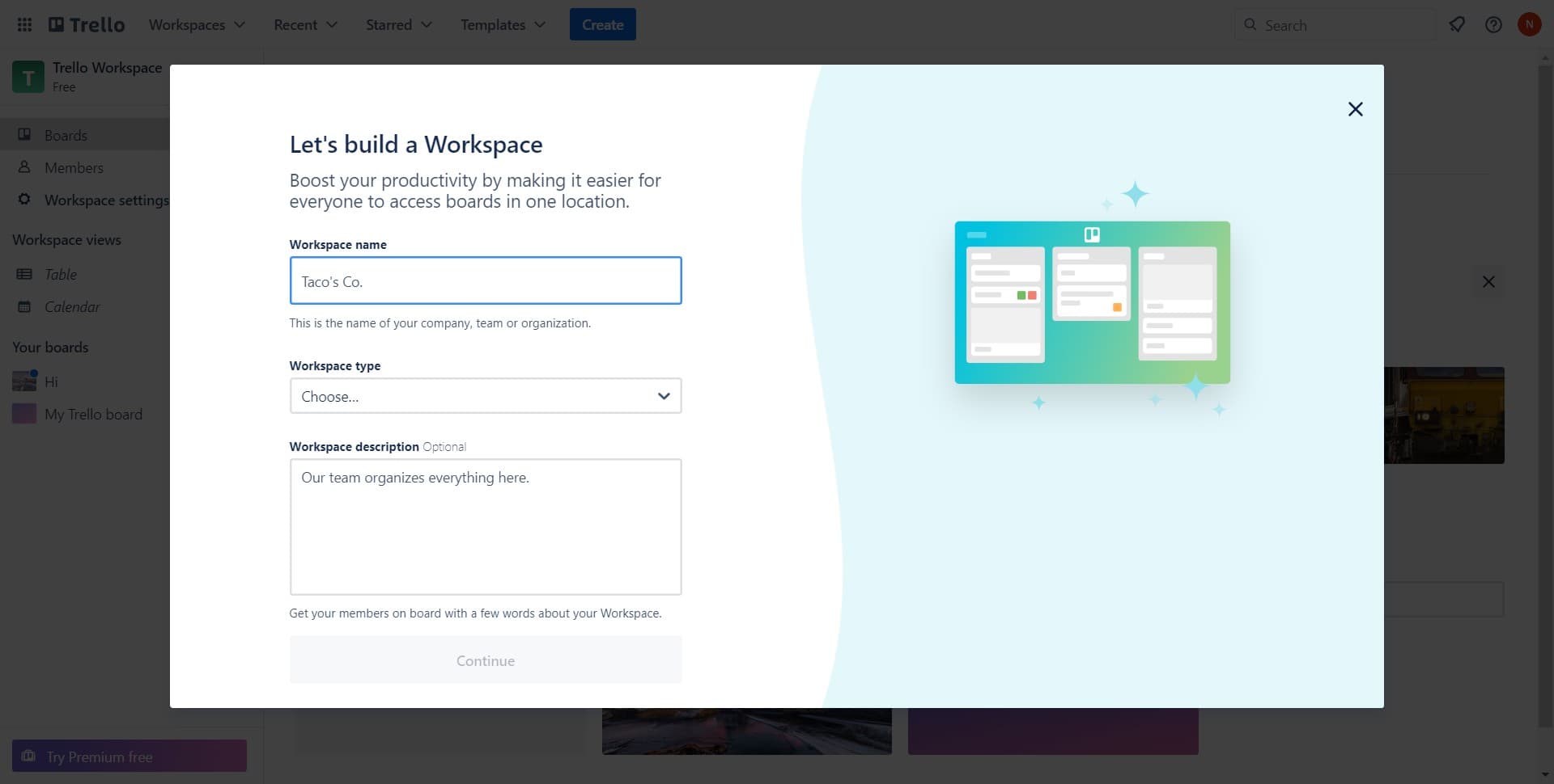 Proceed with workspace setup