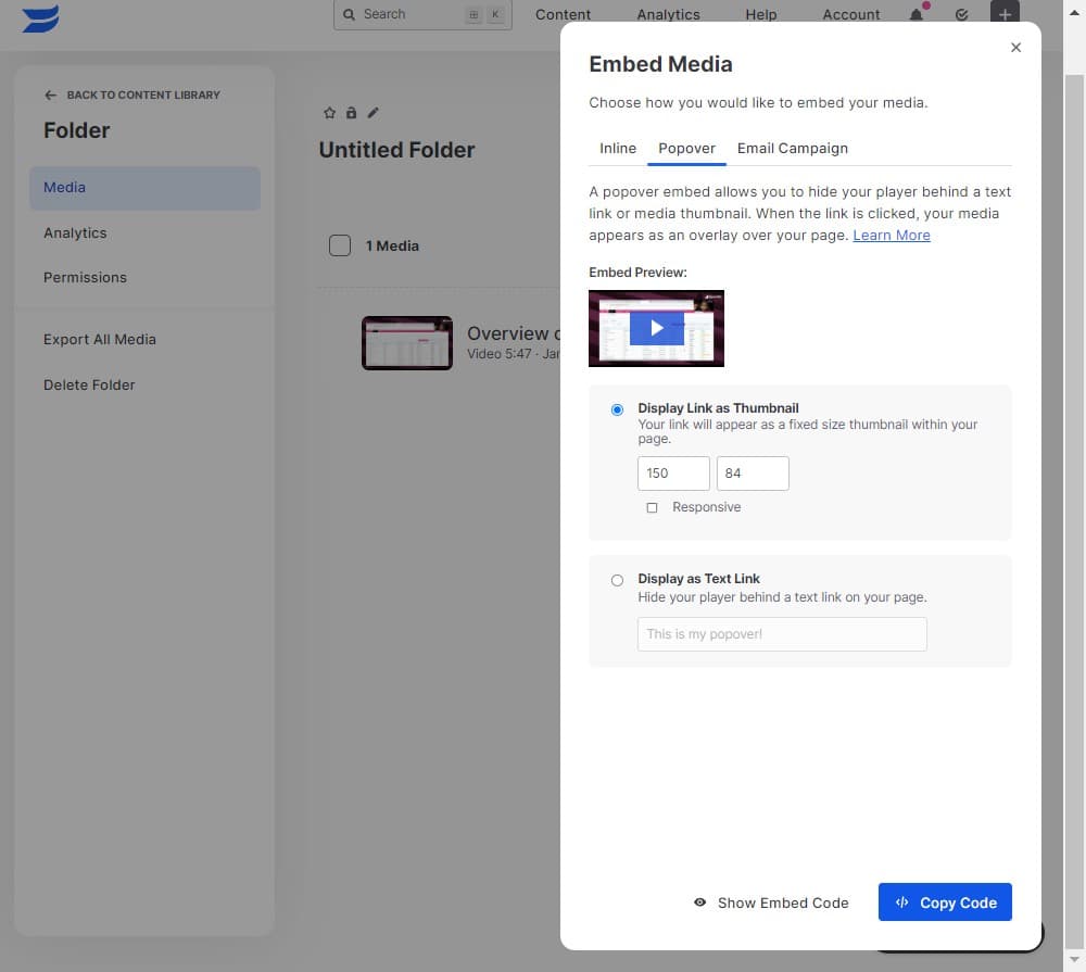 Copy additional embed code
