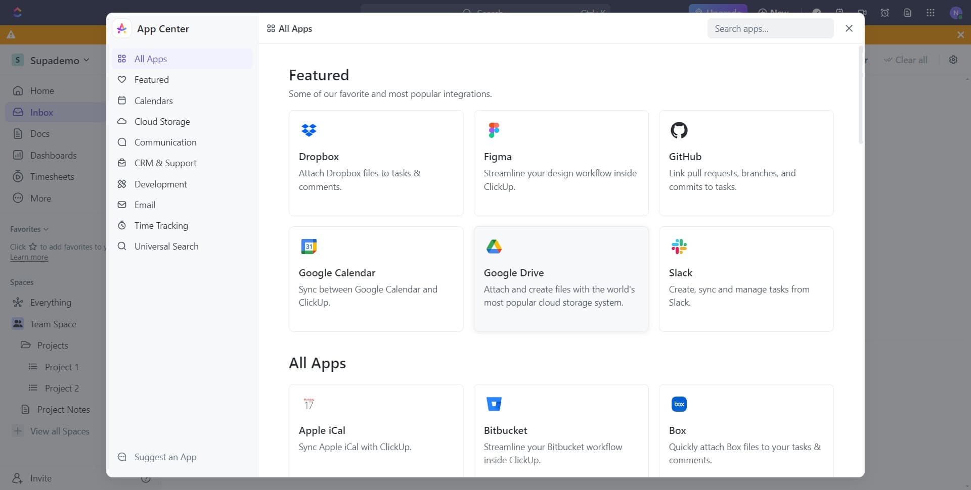 Select Google Drive integration