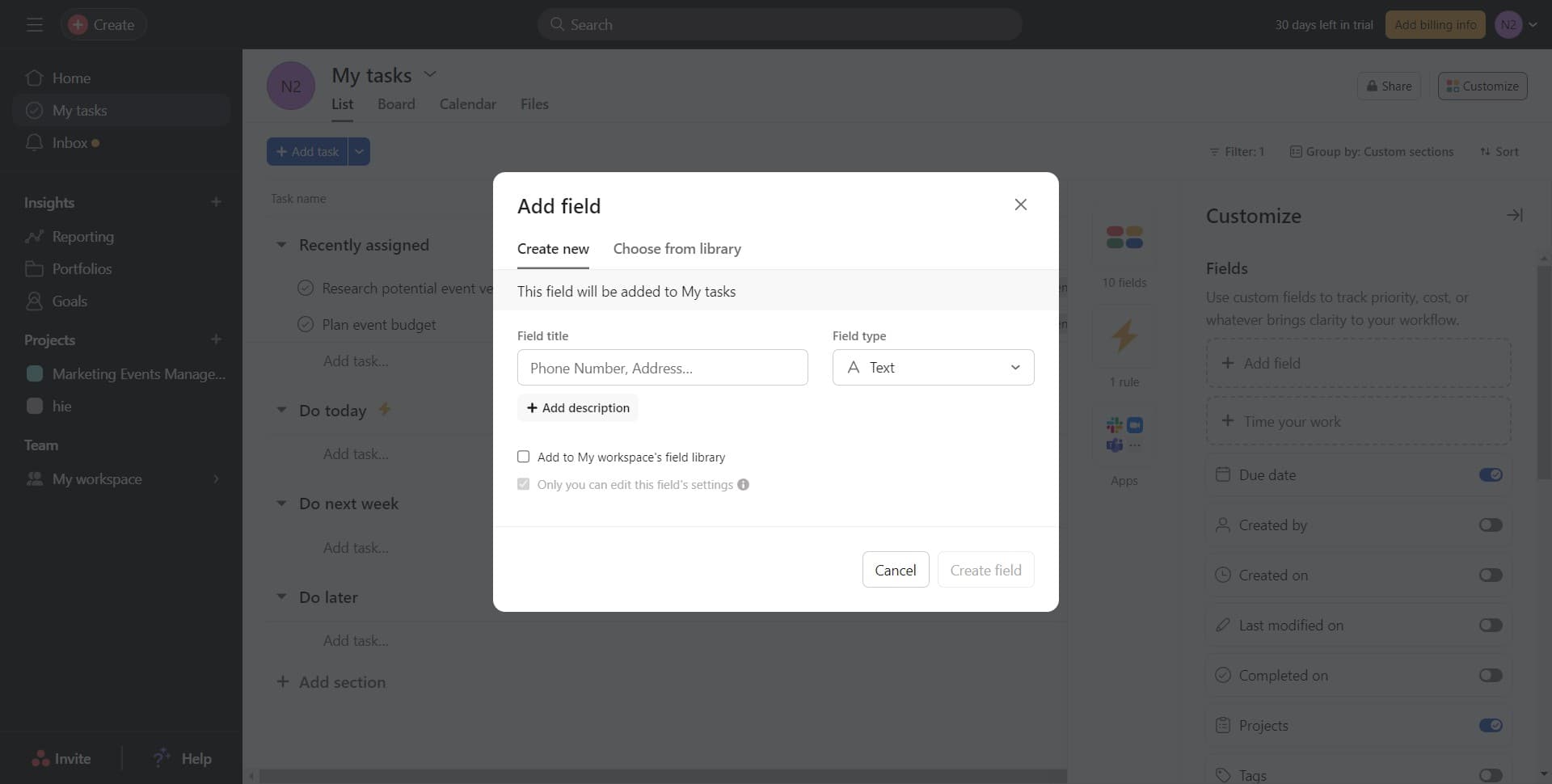 Click on Add description