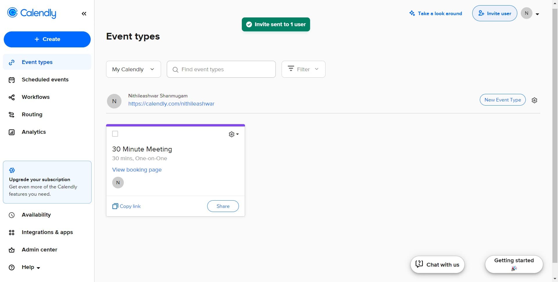 Click on Invite user