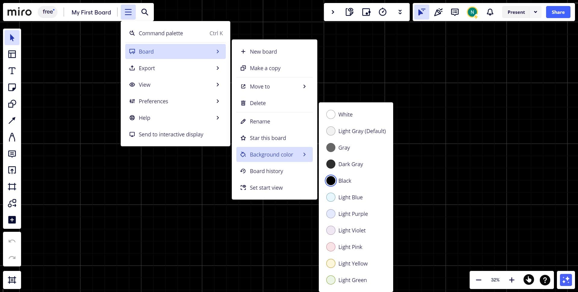 Click on Background color