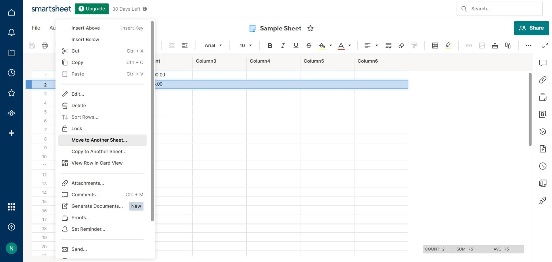 Select Move to Another Sheet